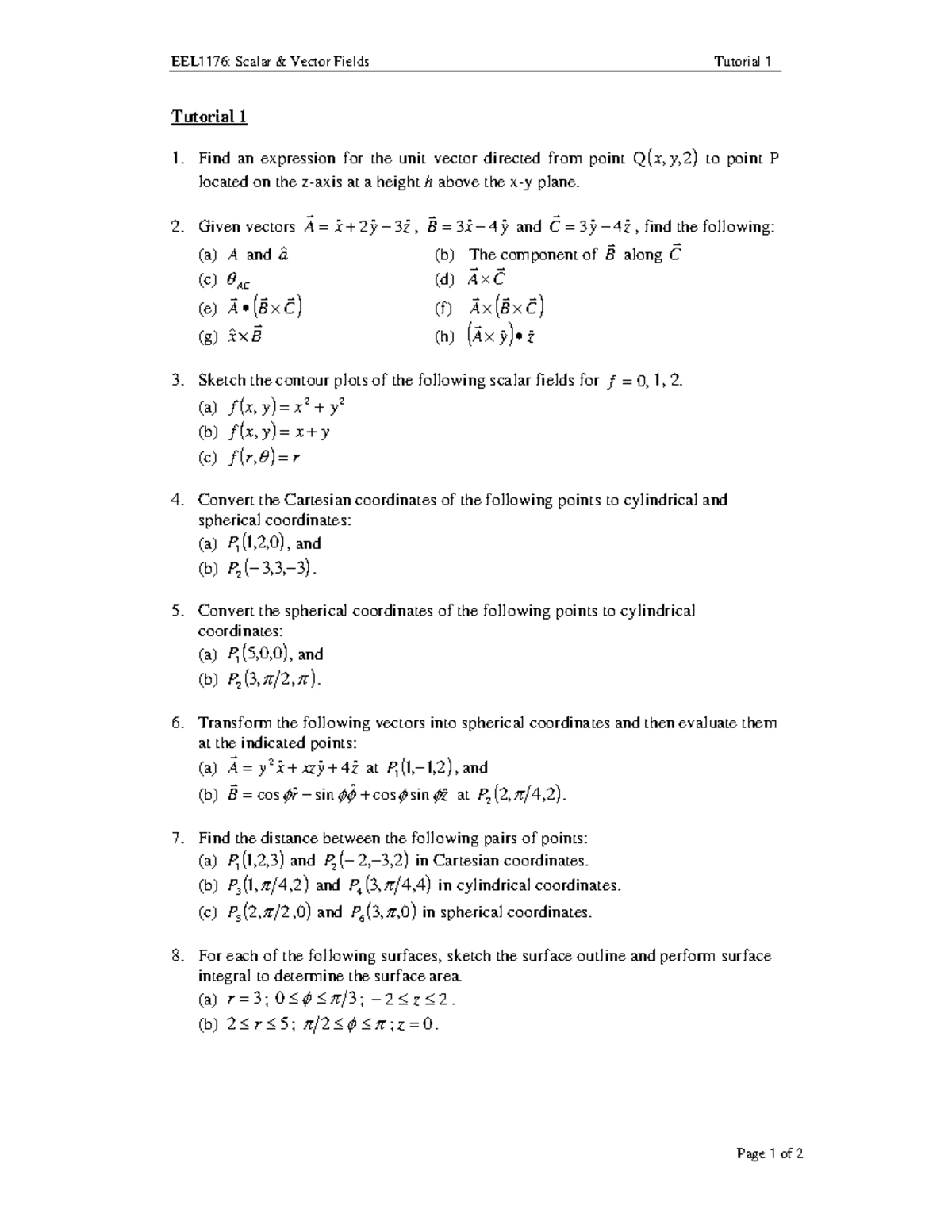 Eel1176 Tutorial 1 Field Theory Mmu Studocu