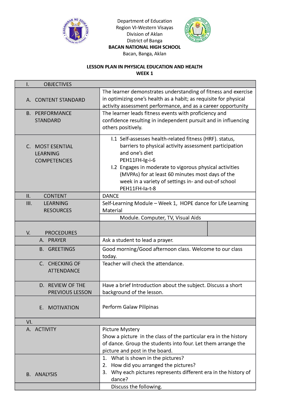 Lesson 1 - Department Of Education Region VI-Western Visayas Division ...