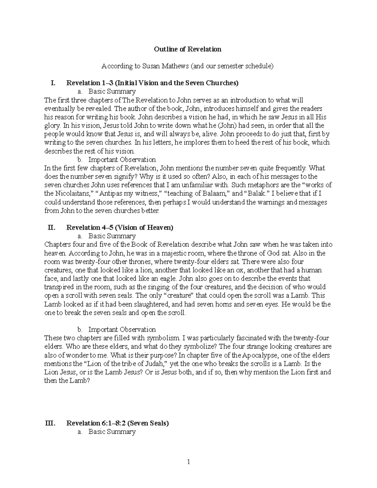 Outline Of Revelation (Template To Turn In) - Outline Of Revelation ...