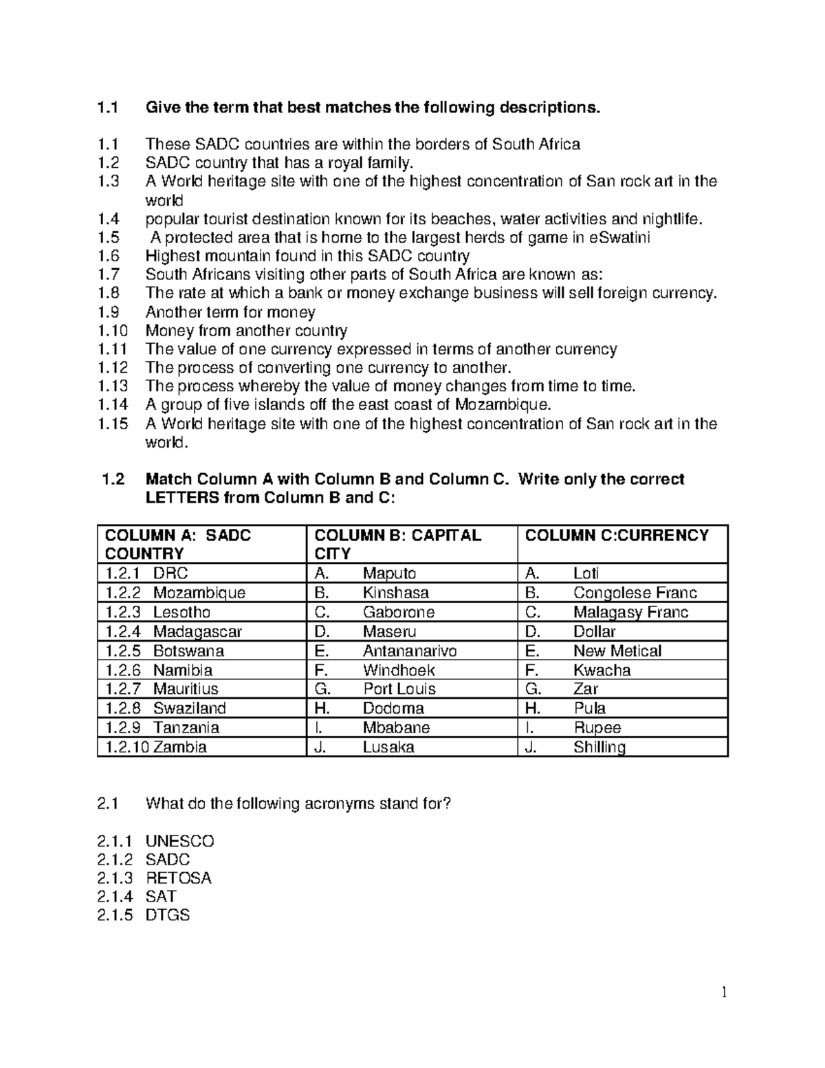 2023 Revision Terminologies - 1 Give the term that best matches the ...