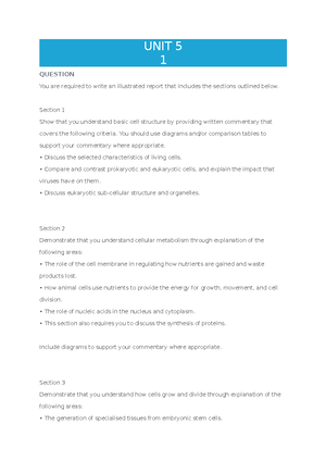 Cell Biology Illustrated Report - Cell Biology By Katie Lowis Unit 5 