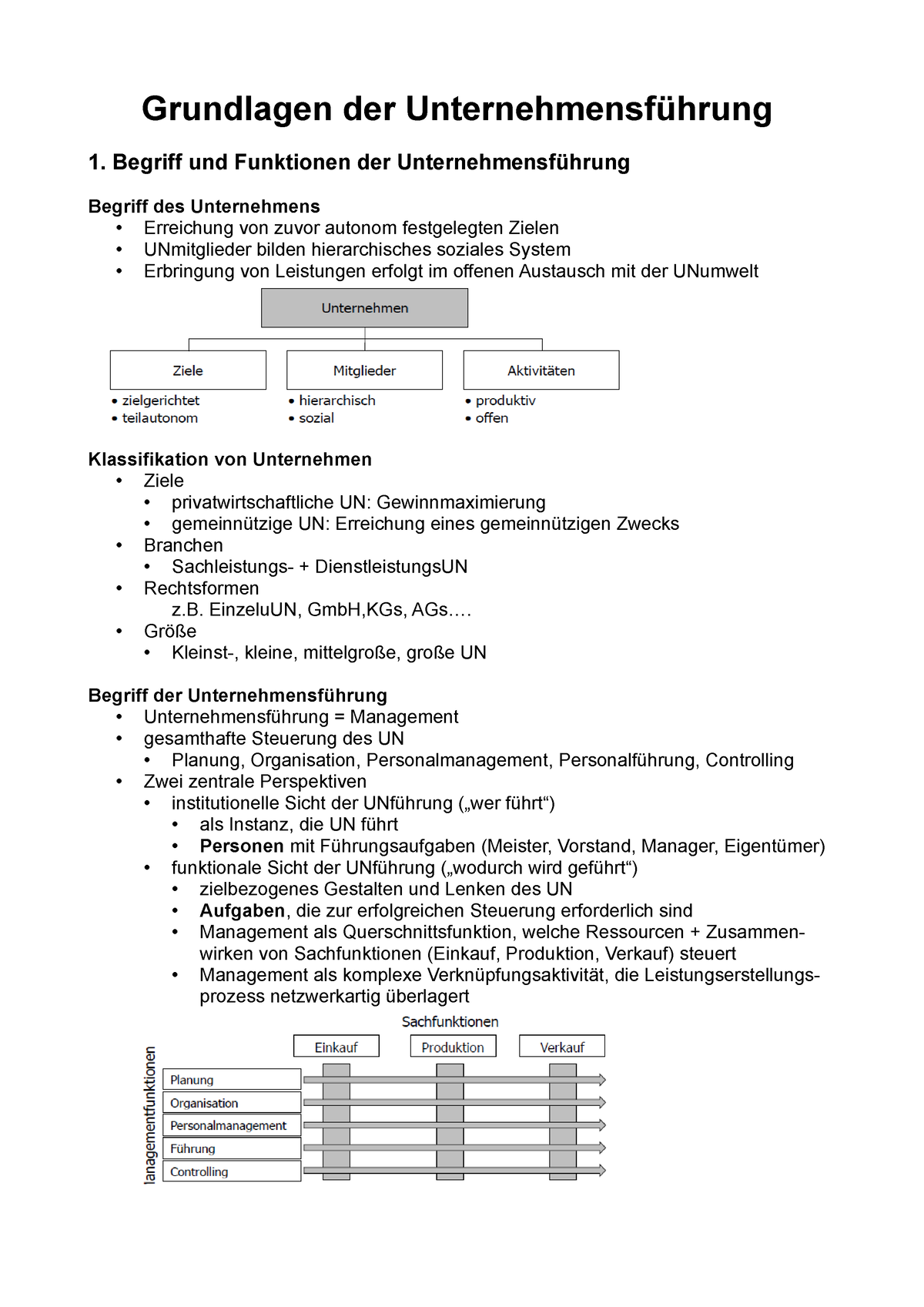 Grundlagen Unternehmensführung Zusammenfassung - Grundlagen Der ...