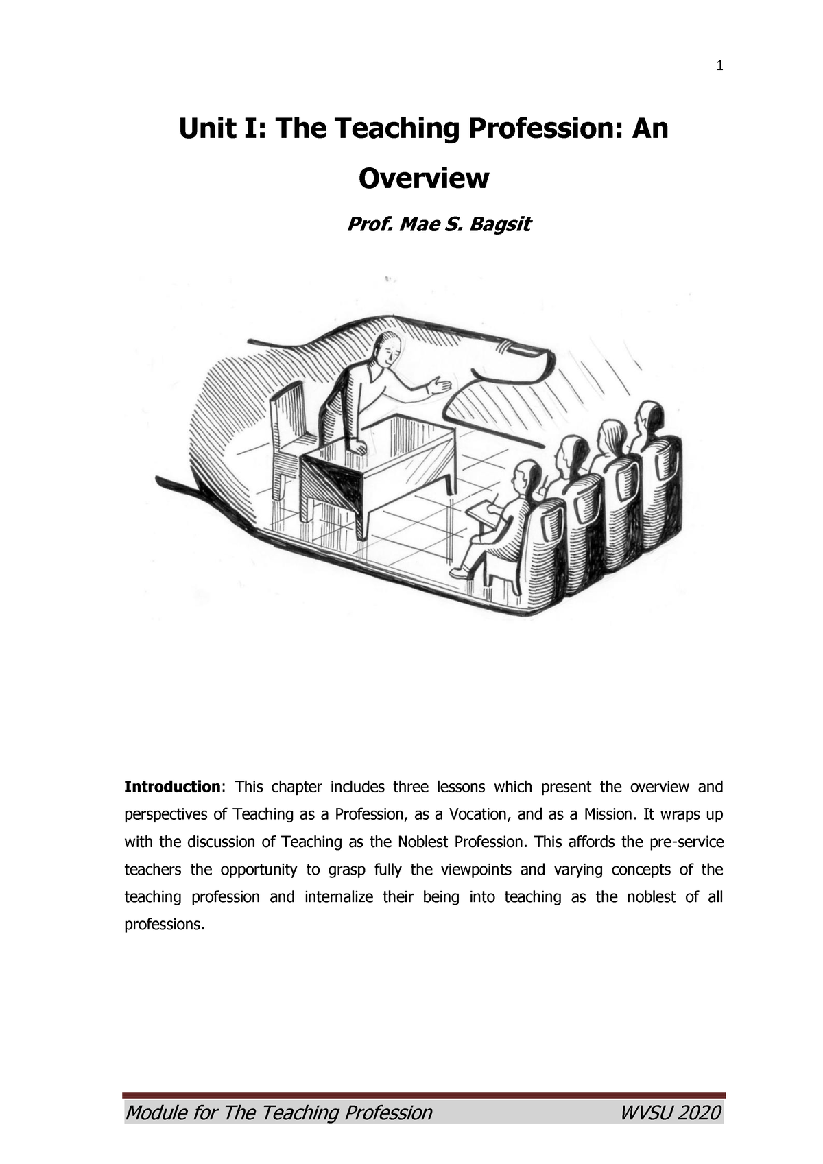 A Module For The Teaching Profession (5) - Copy - Introduction: This ...