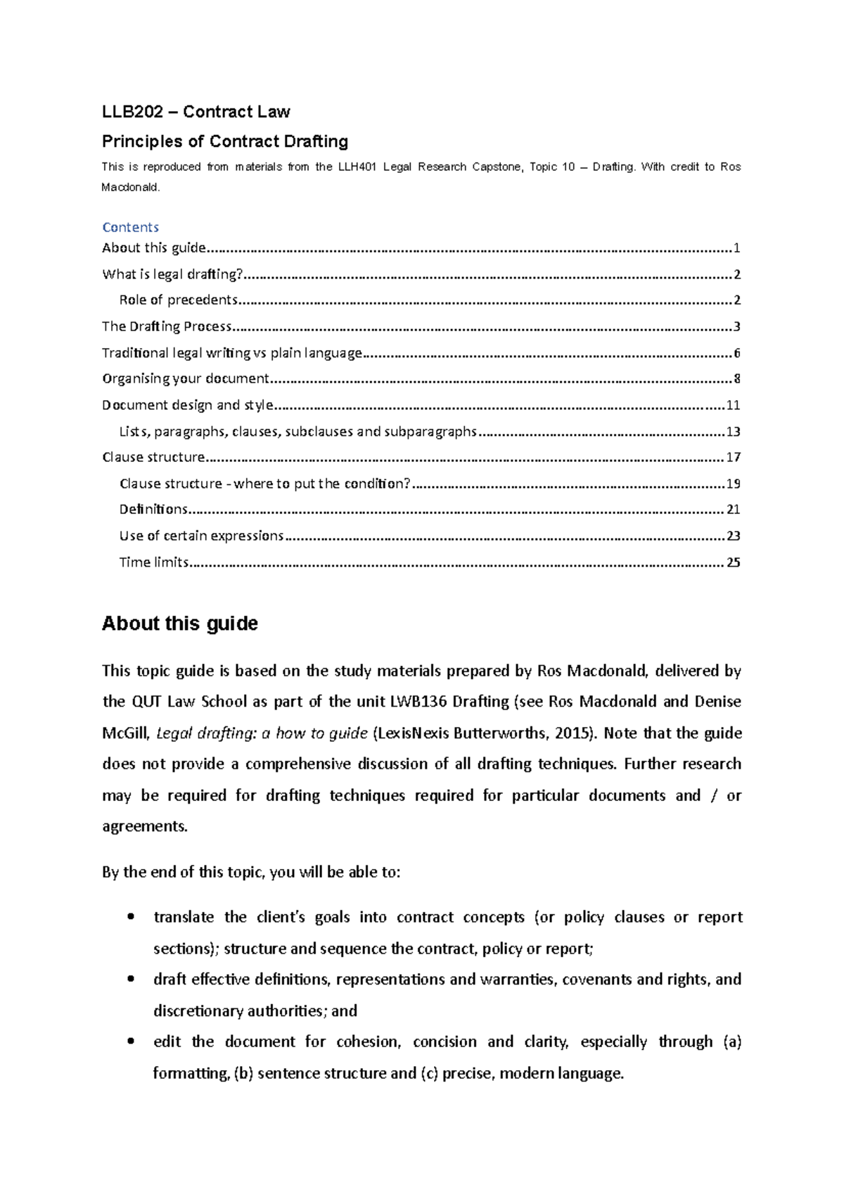 Learn Contract Drafting Course Materials - LLB202 – Contract Law ...