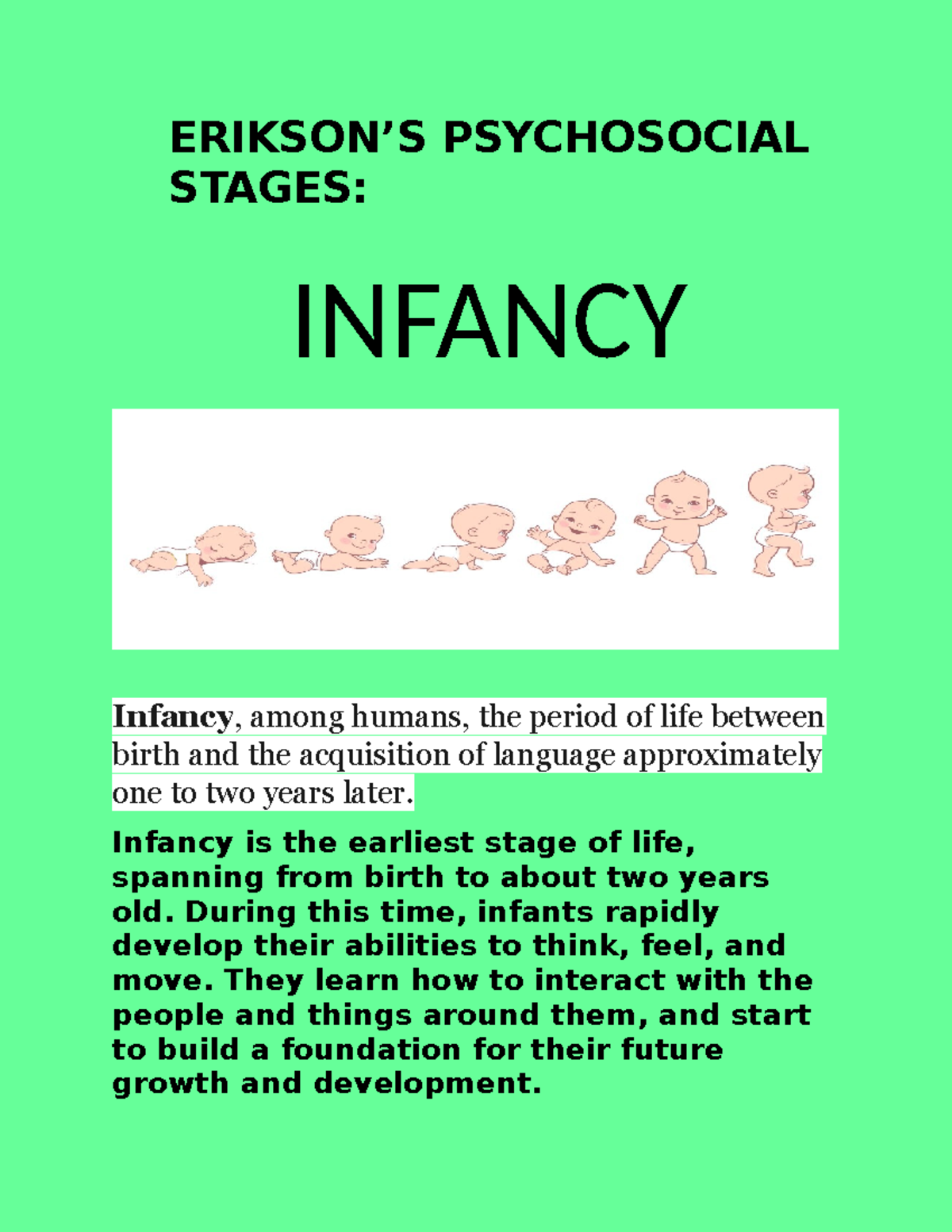 Erikson group 2 ppt - PSYCHOSOCIAL DEVELOPMENT STAGE OF INFANCY ...