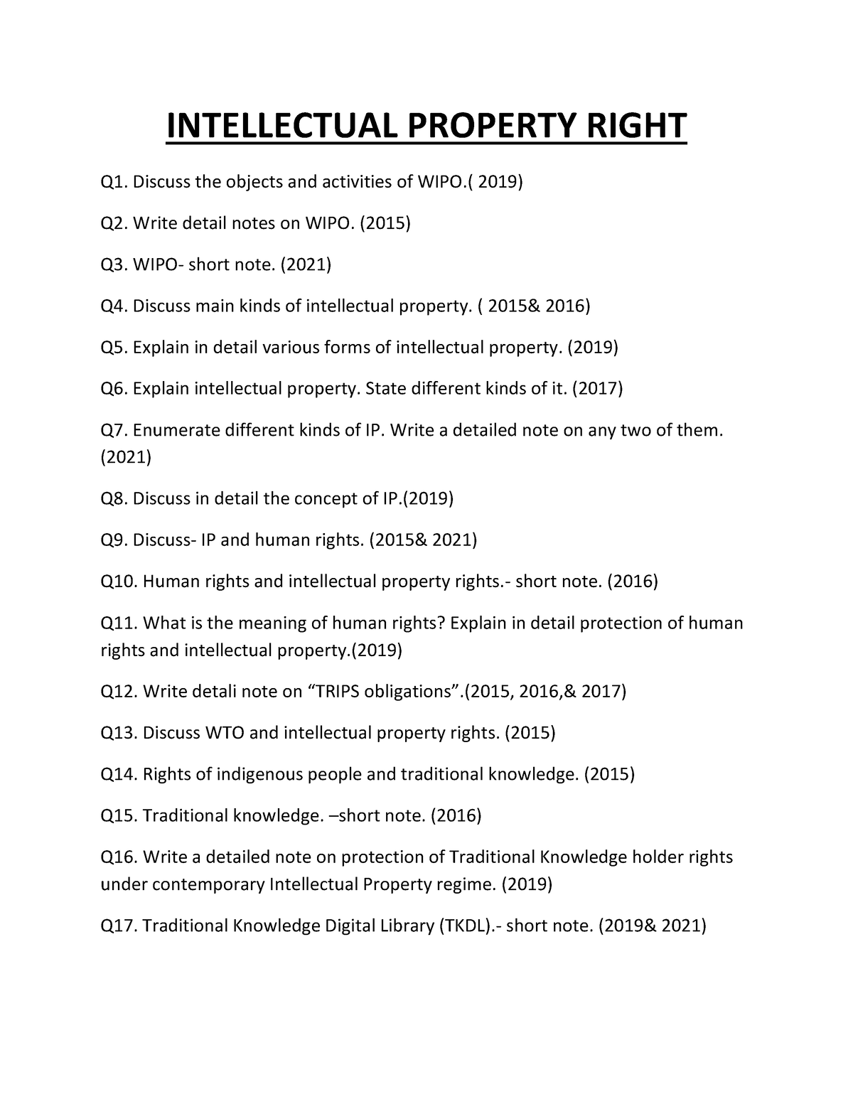 intellectual property rights research questions