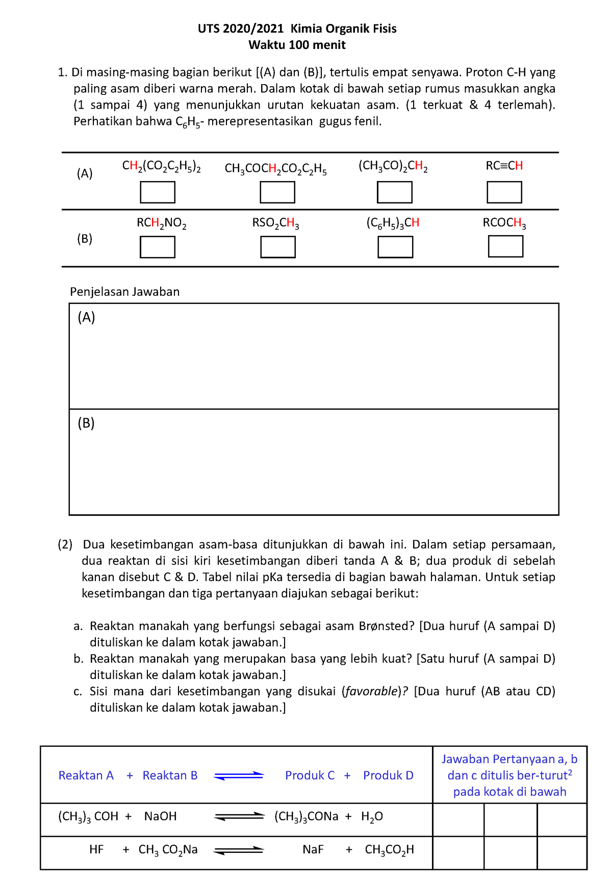 Latihan Ujian Tengah Semester KOF - Di Masing-masing Bagian Berikut [(A ...