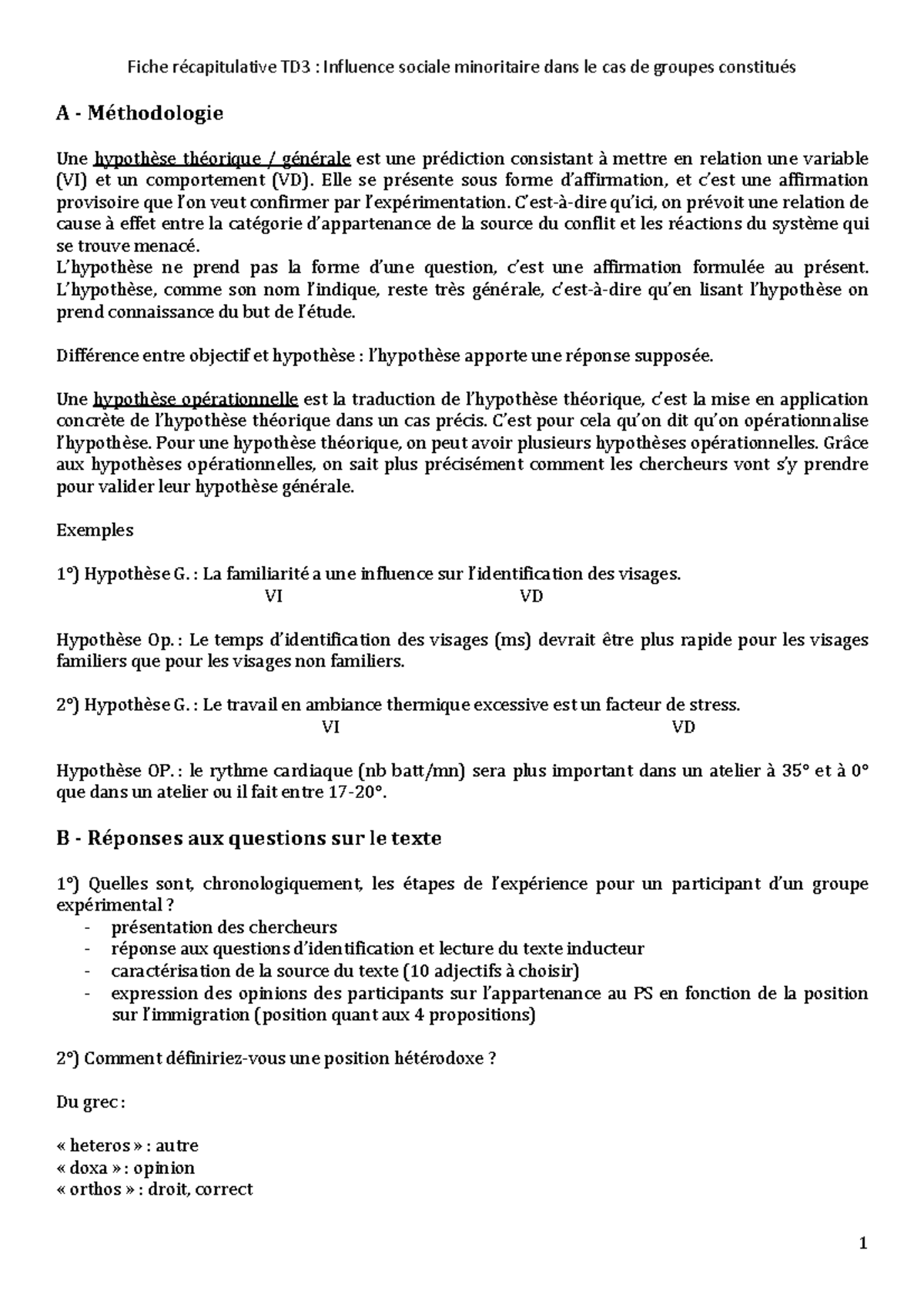 4. Minorit Ã©s recap - Fiche récapitulative TD3 : Influence sociale ...