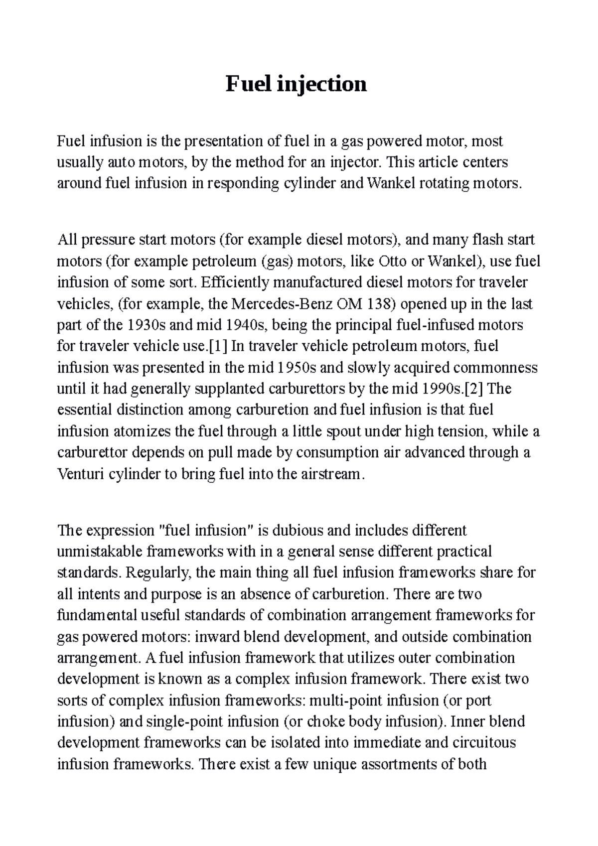 Fuel injection Radiocontrolled car Fuel injection Fuel infusion is