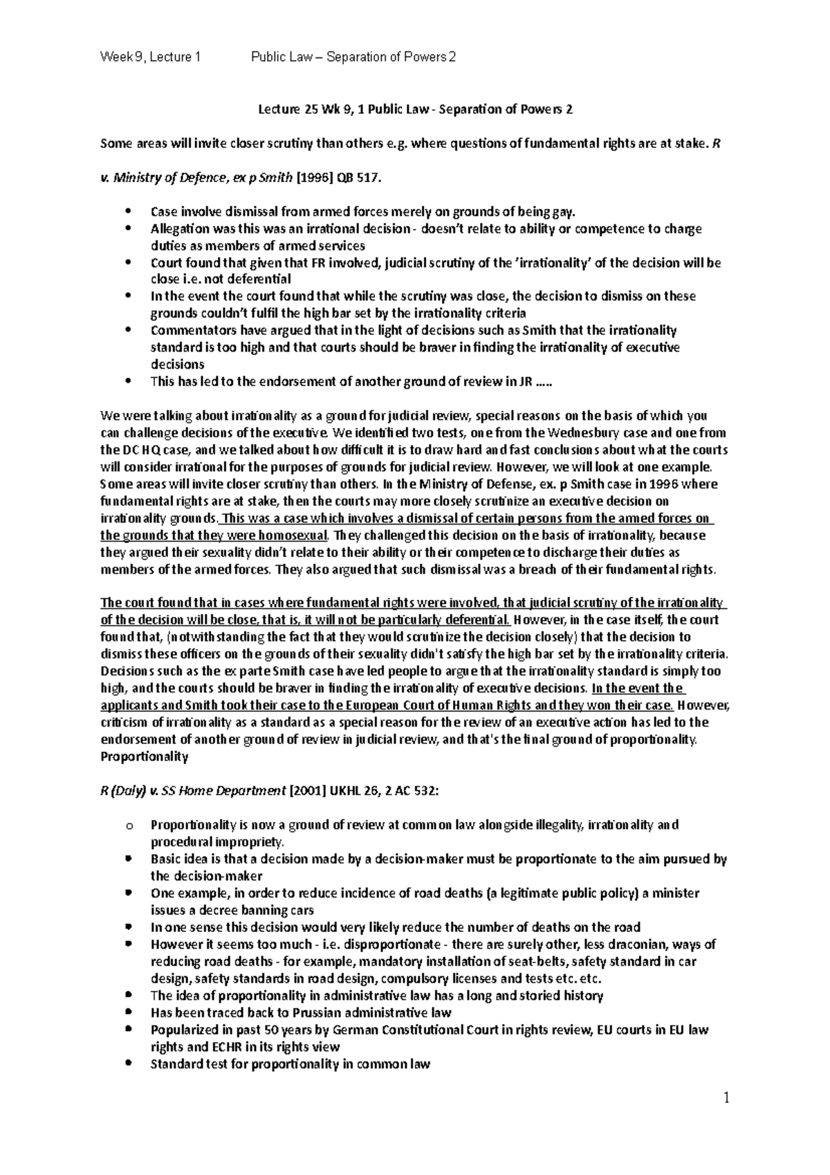 25 Wk 9, 1 Public Law - Separation of Powers 2 - Lecture 25 Wk 9, 1 ...