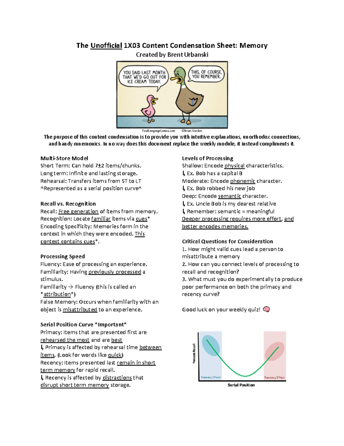 Memory - Content Condensation - The Unofficial 1X03 Content ...