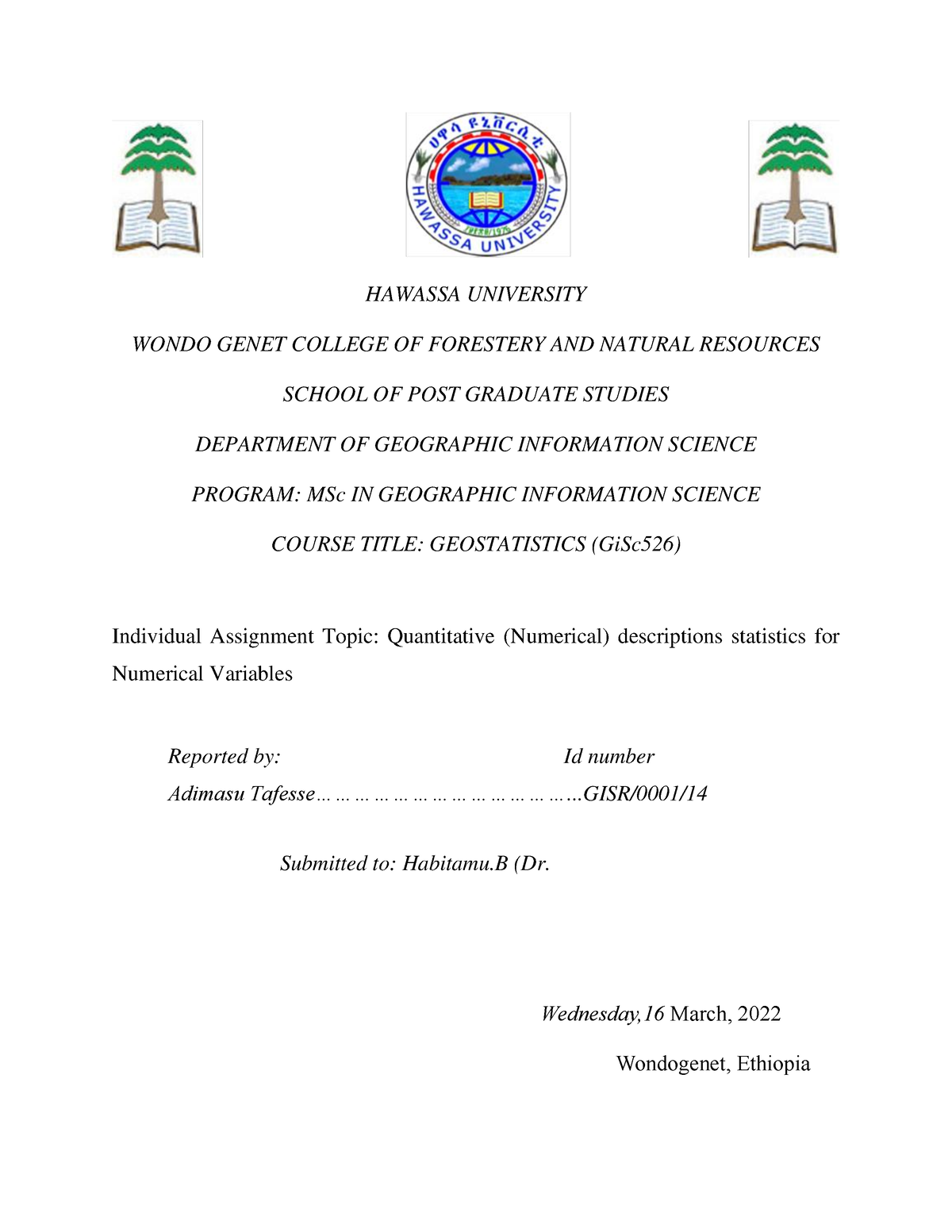 Geostatics Final - For Students - HAWASSA UNIVERSITY WONDO GENET ...