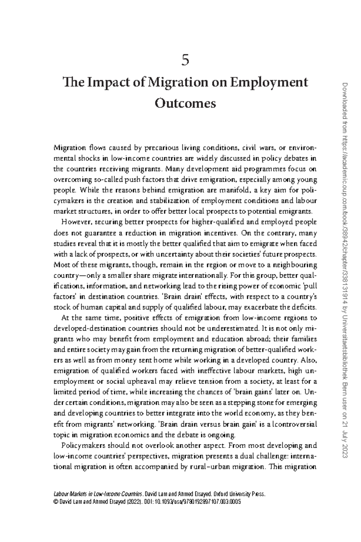 Lam and Elsayed - 2021 - The Impact of Migration on Employment Outcomes ...