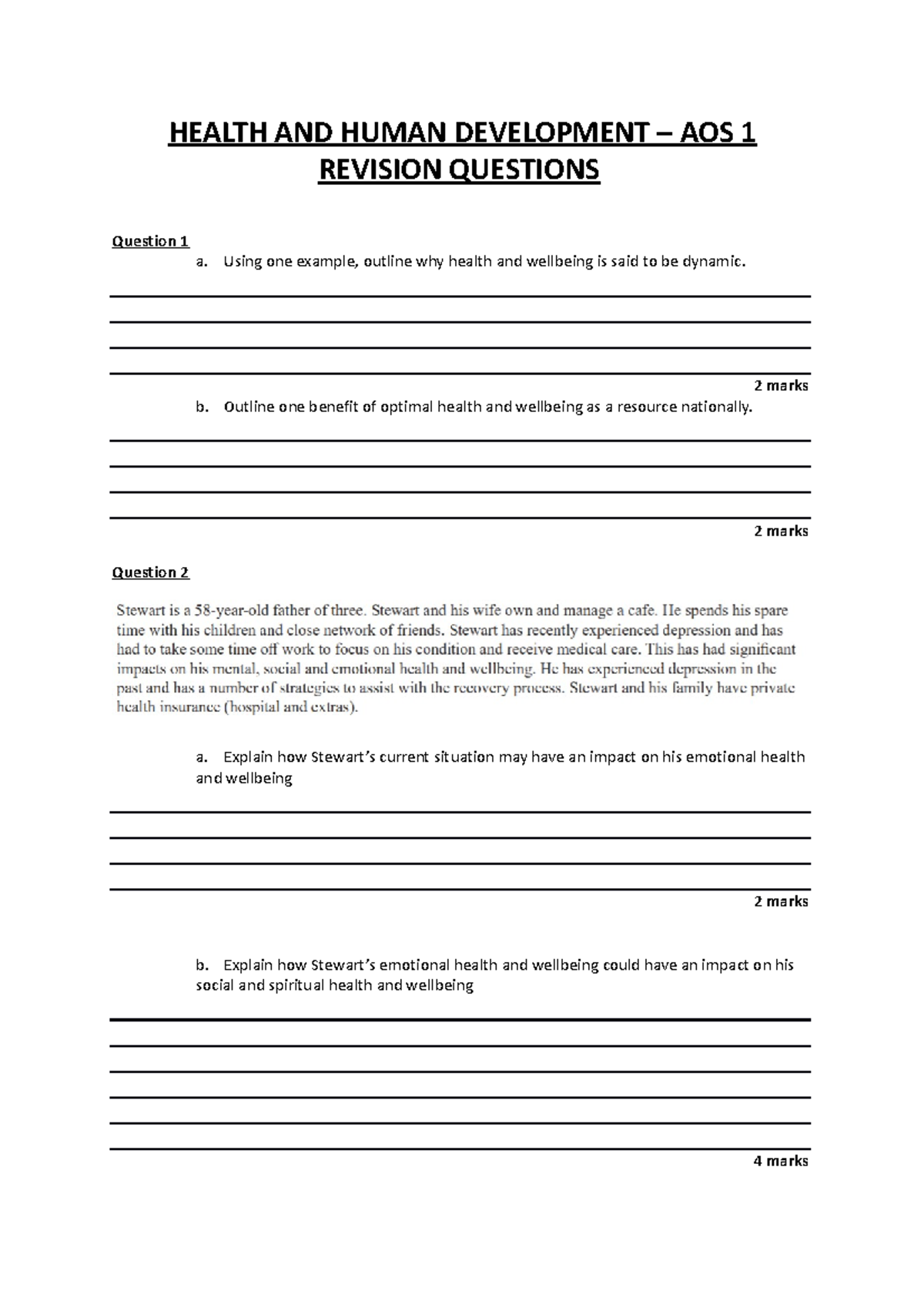 Health and Human notes - HEALTH AND HUMAN DEVELOPMENT – AOS 1 REVISION ...