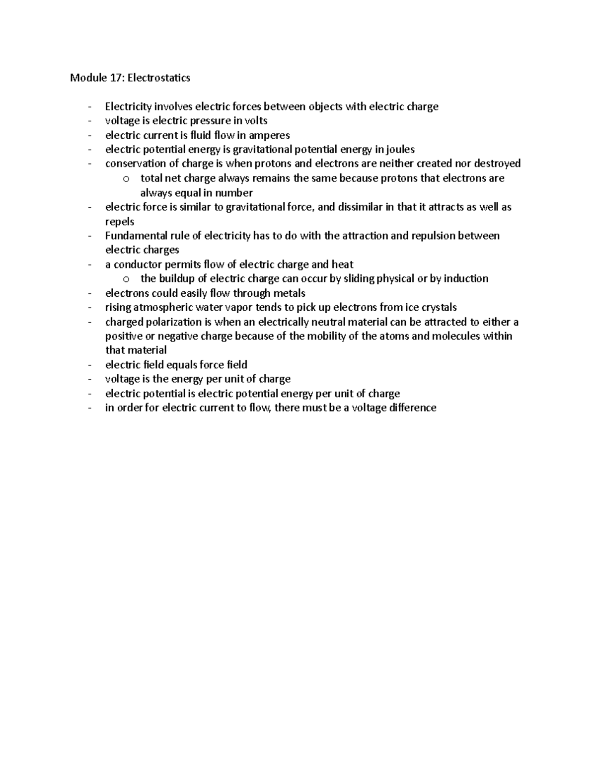 Module 17 - lecture notes - Module 17: Electrostatics Electricity ...