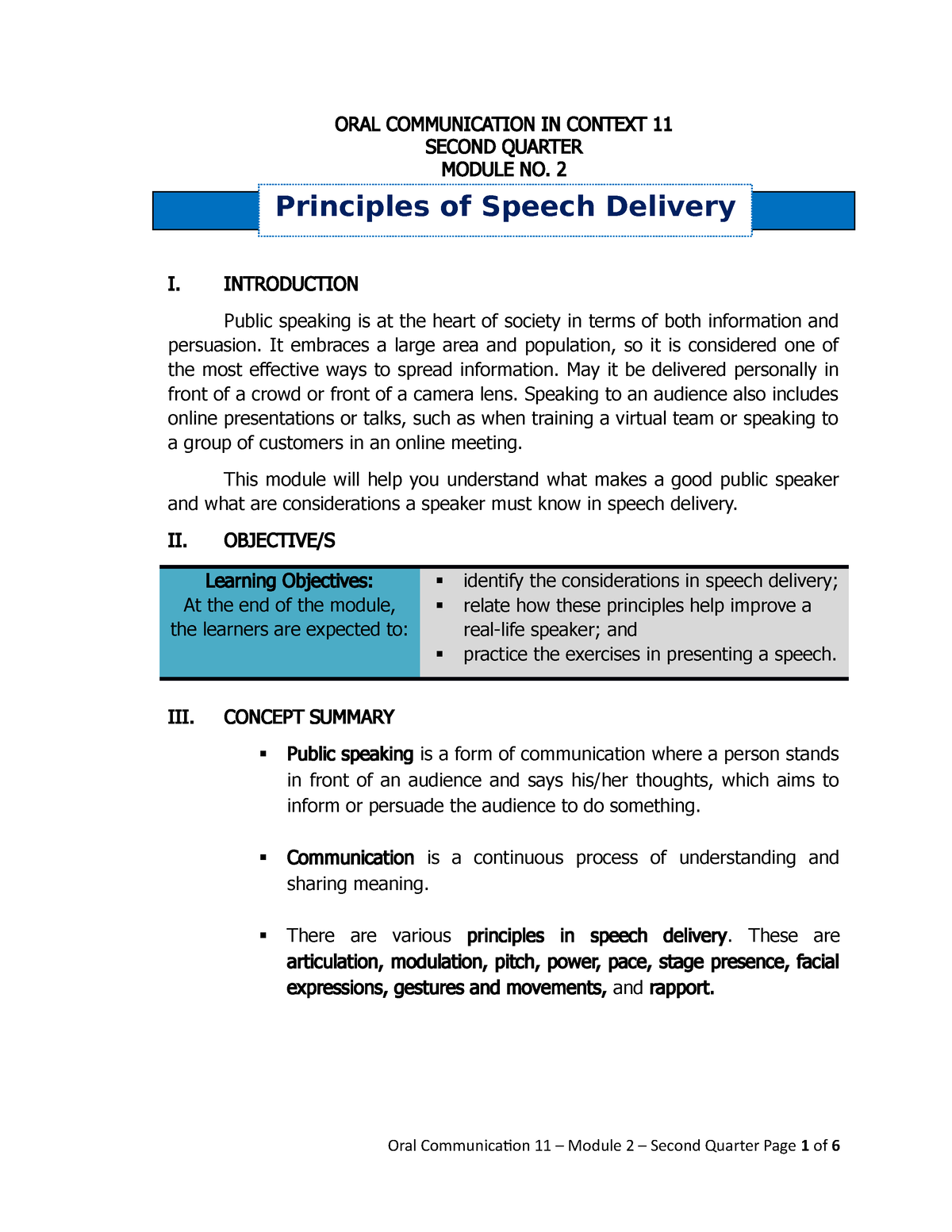 Oral Communication Module 2 - ORAL COMMUNICATION IN CONTEXT 11 SECOND ...