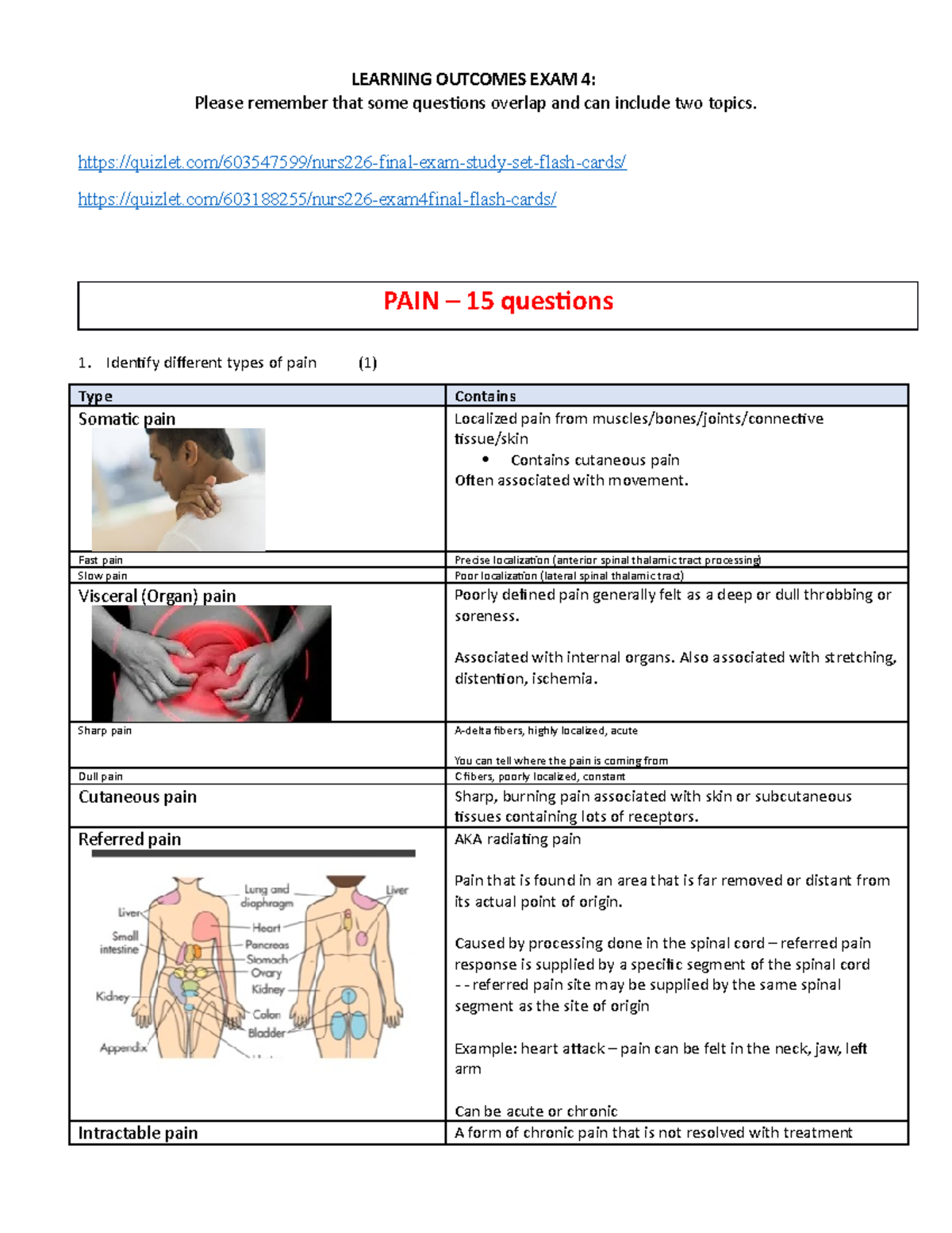 226 - Exam 4 Study Guide - Information gathered from the course that ...