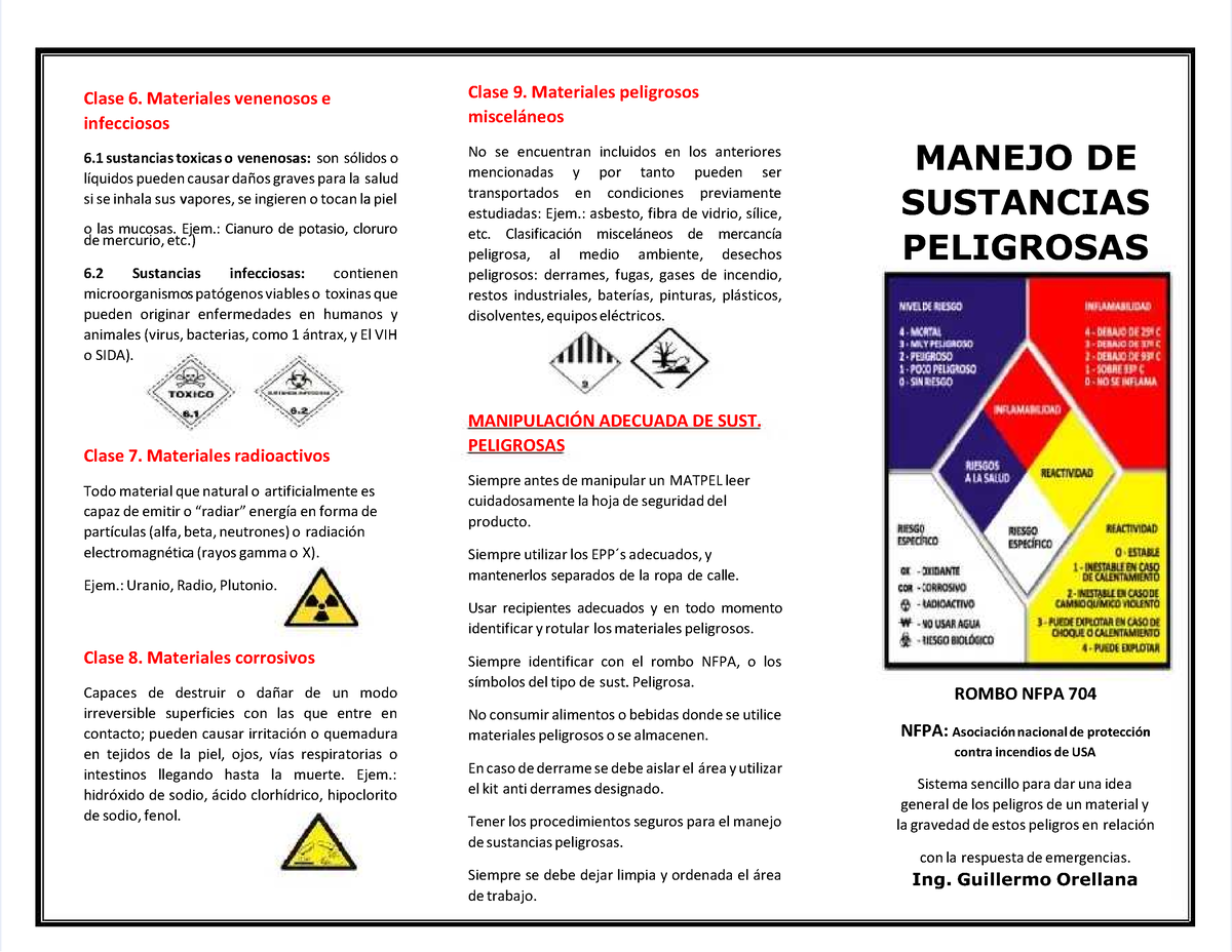 Pdf Triptico Manejo De Sustancias Peligrosas Matpel 2022 Compress Clase 6 Materiales 8421