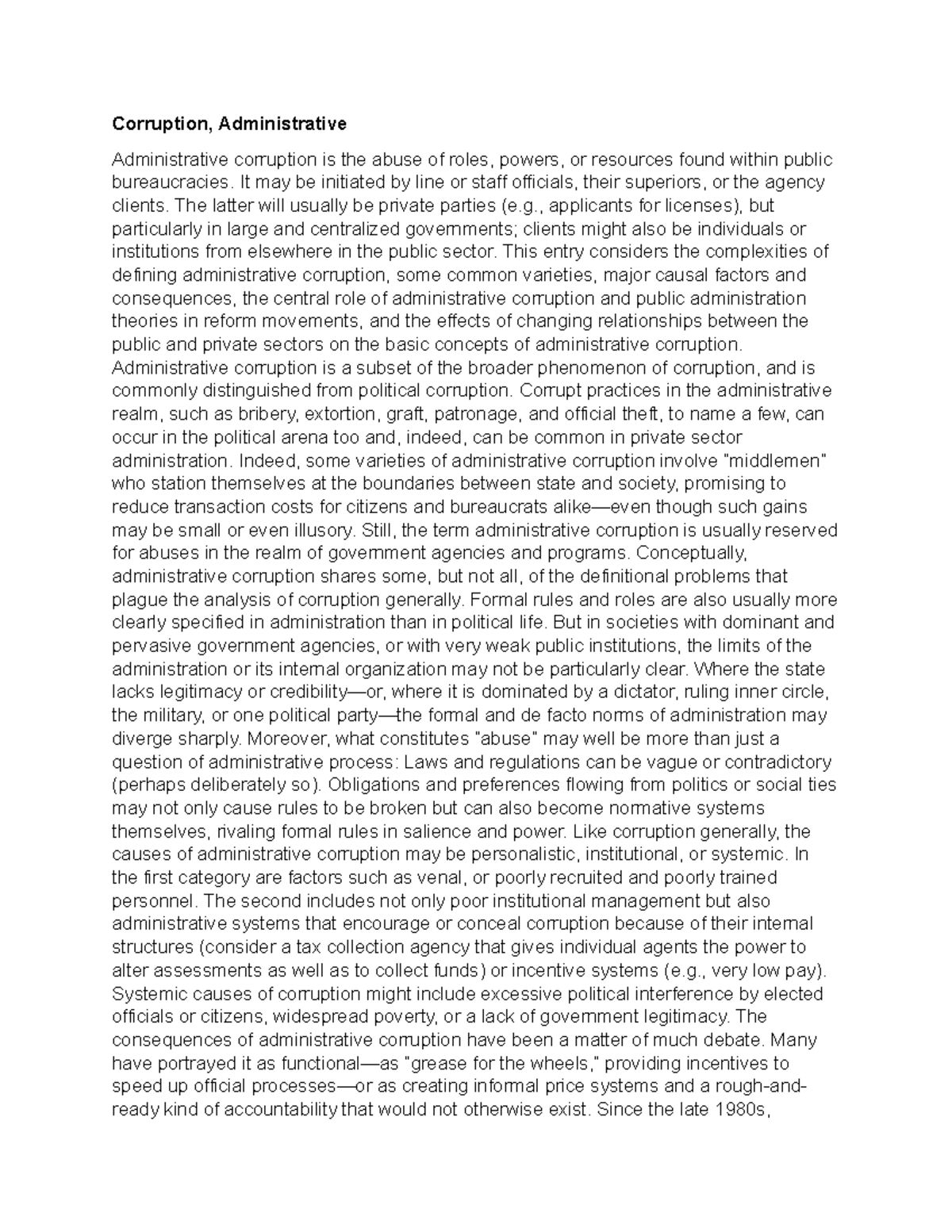 Corruption, Administrative - Corruption, Administrative Administrative ...