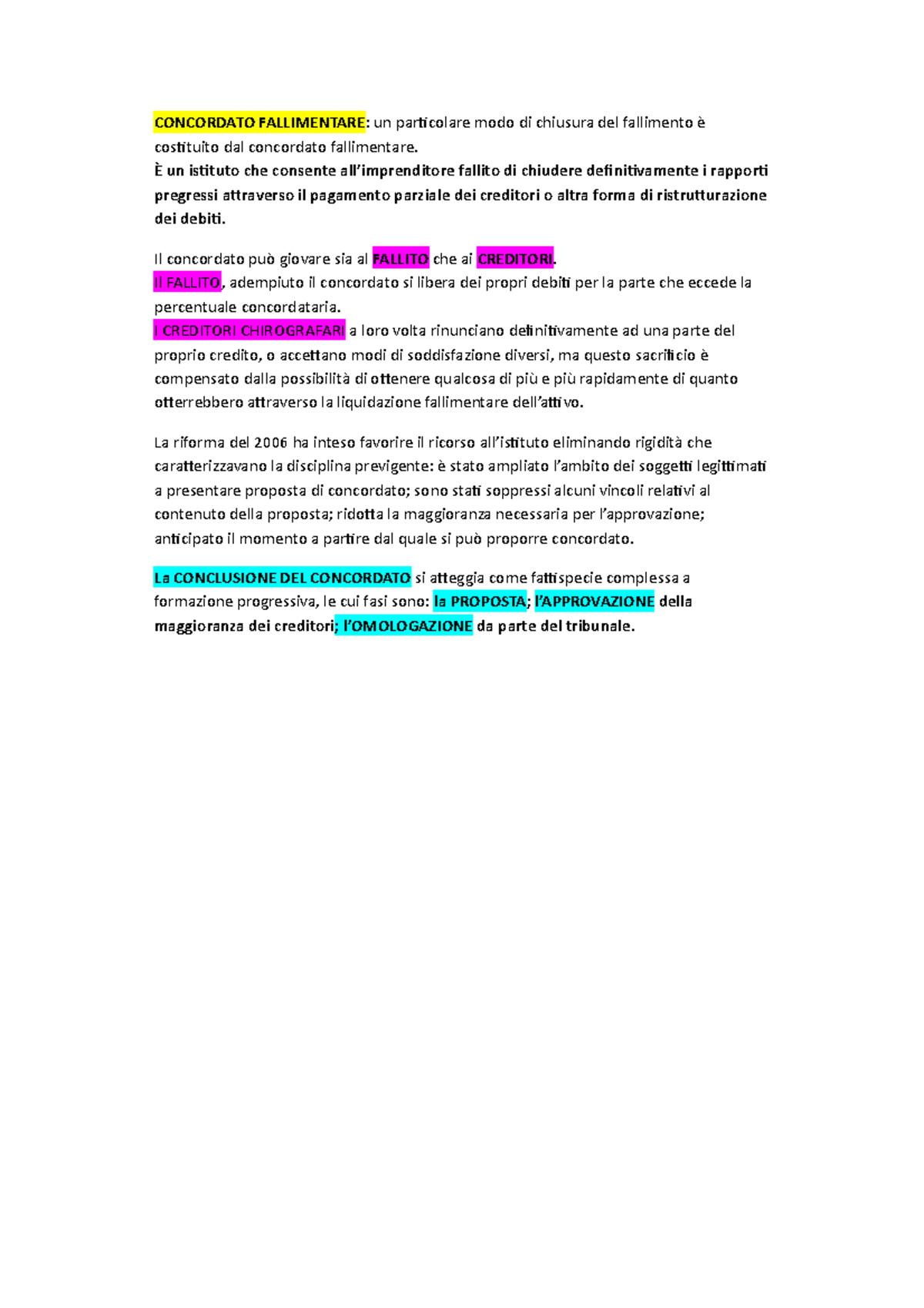 Concordato Fallimentare È un istituto che consente all’imprenditore