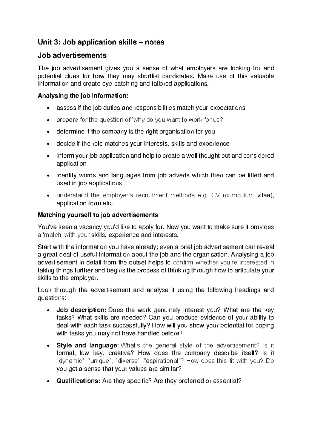 Unit 3 - Job application Skills - Part 2 - Unit 3: Job application ...