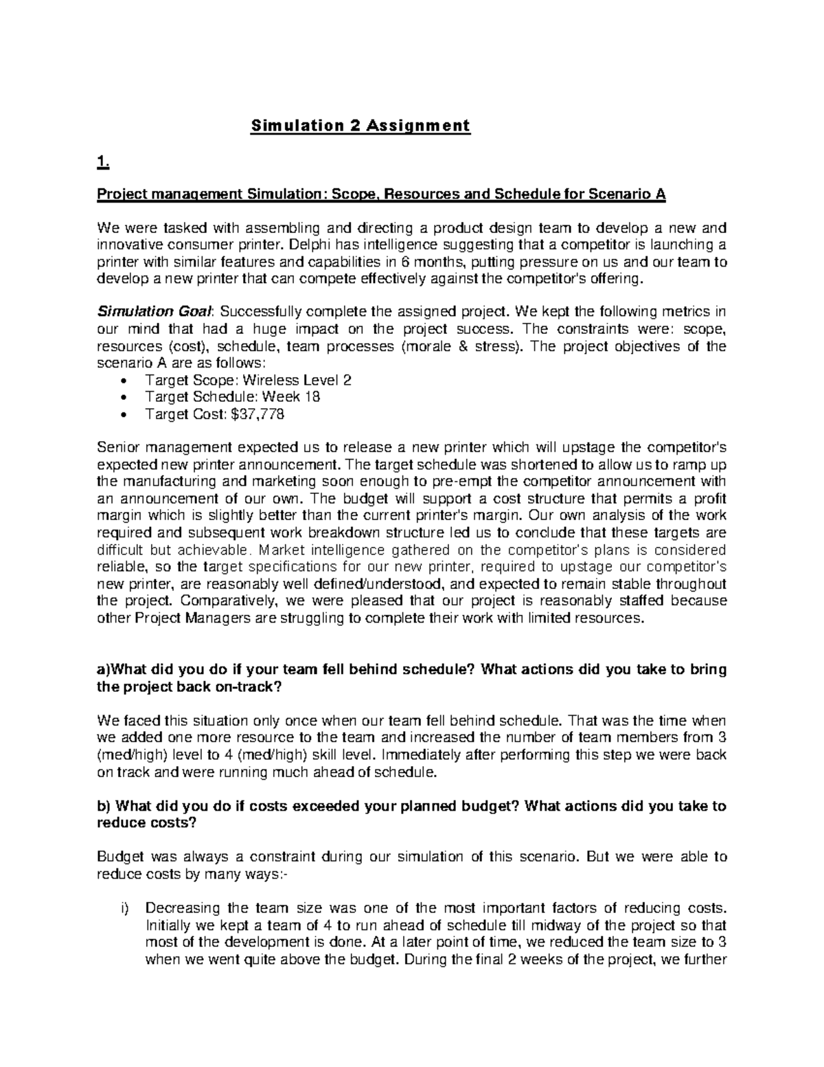 Simulation 2 Assignment - Simulation 2 Assignment 1. Project Management ...