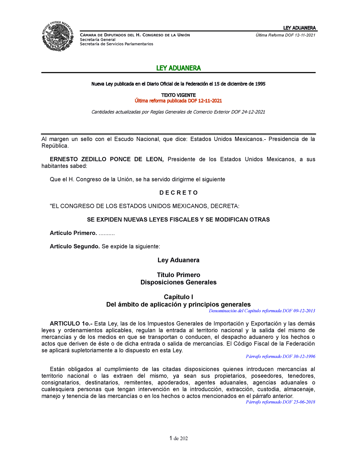 LAdua - CÁMARA DE DIPUTADOS DEL H. CONGRESO DE LA UNIÓN Secretaría ...