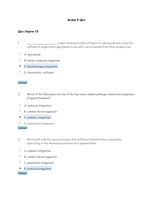 PSY 315 Module 1 Quiz - PSY 315 Module 1 Quiz: Module 1 10/ Counselors ...