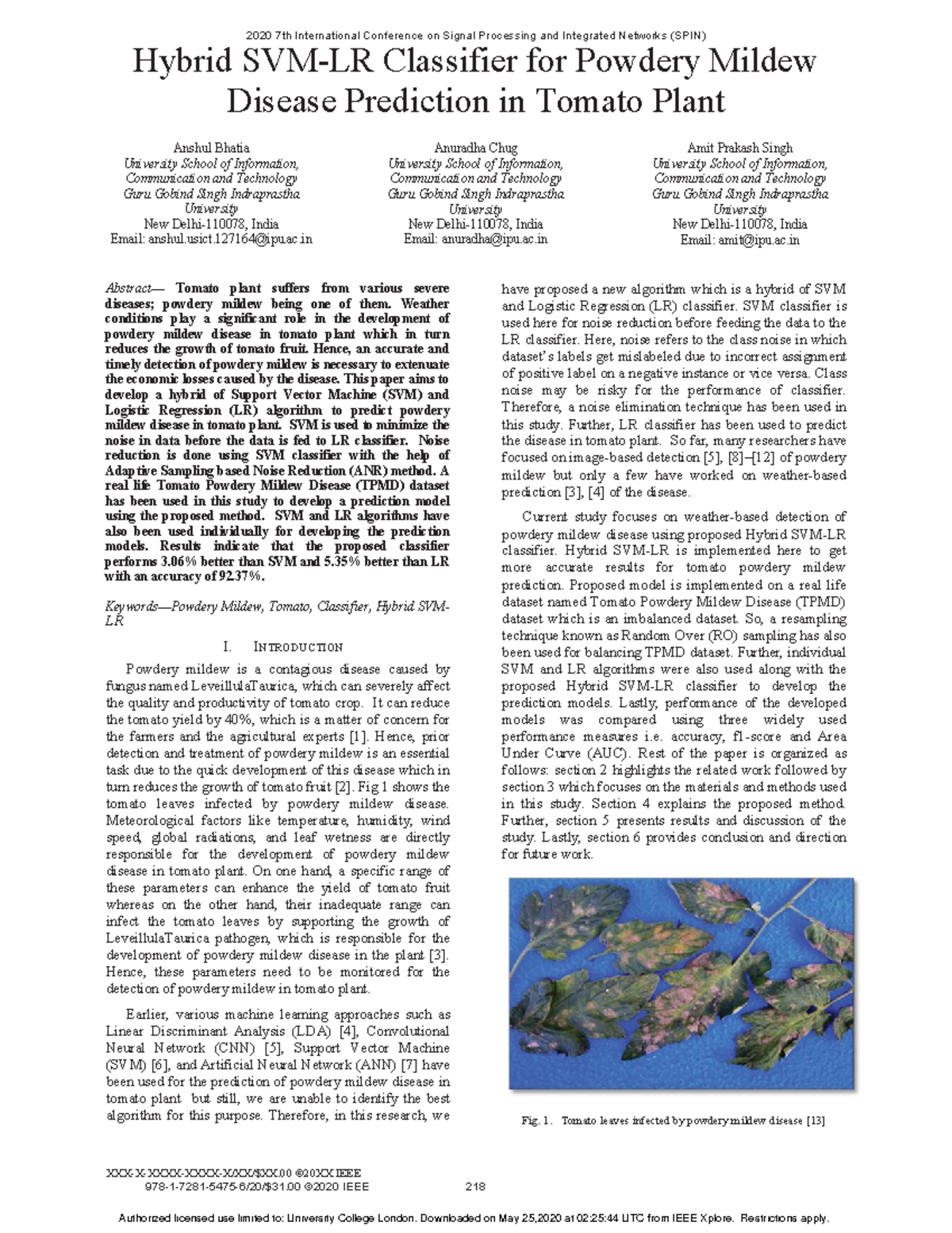 9.2020 R9. Hybrid SVM-LR Classifier for Powdery Mildew 2020 IEEE Conf-1 ...