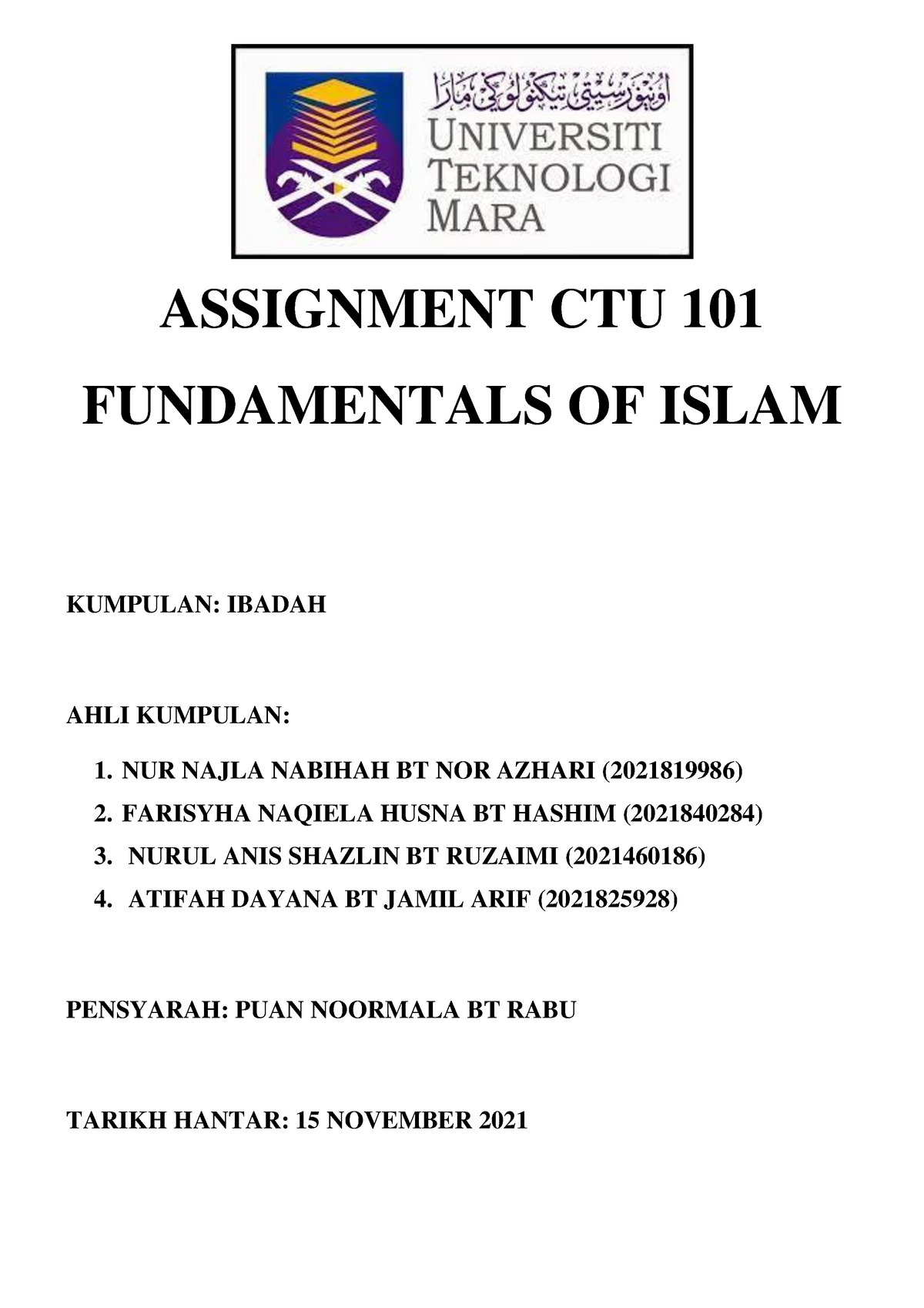 contoh assignment ctu