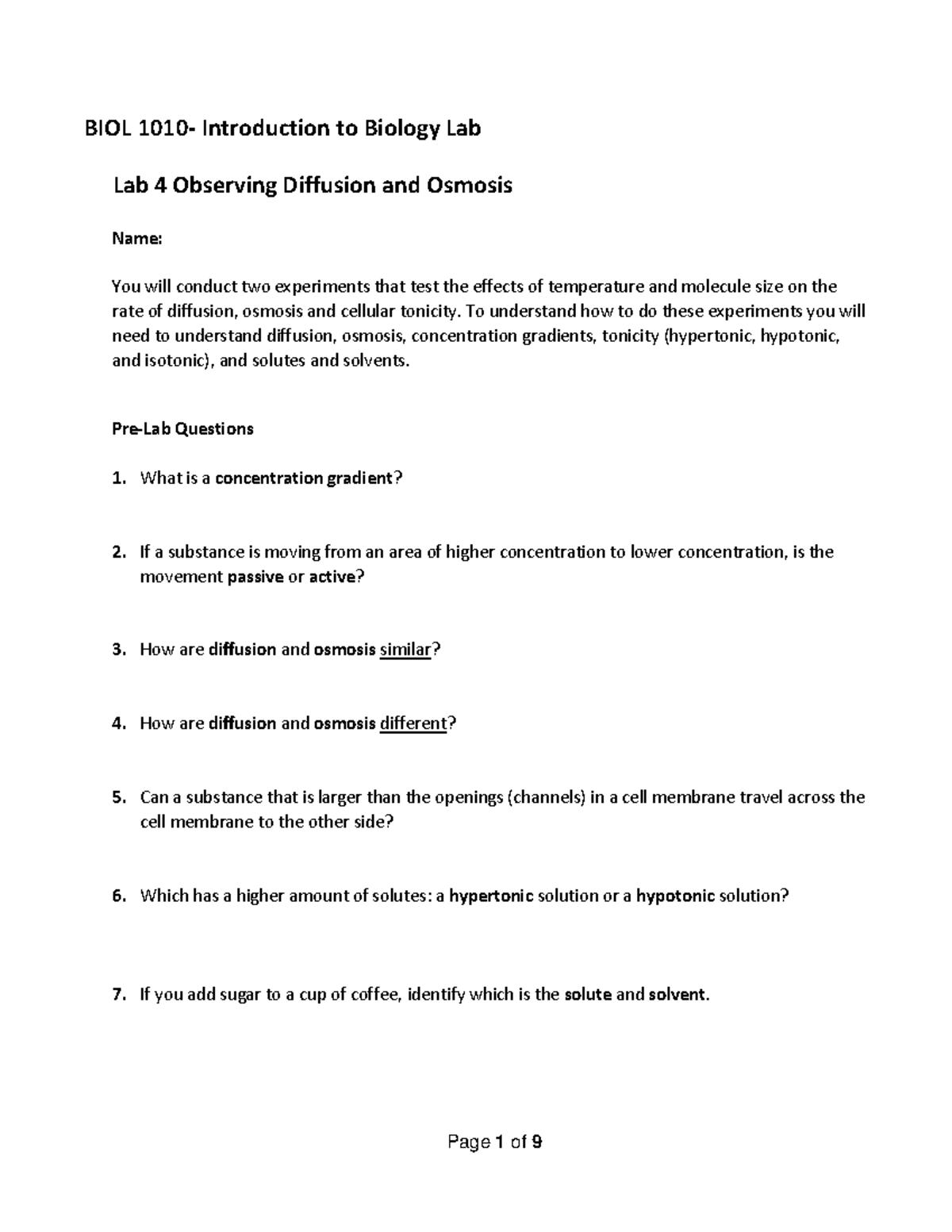 4 BIOL 1010 Osmosis And Diffusion For Students To Print - BIOL 1010 ...