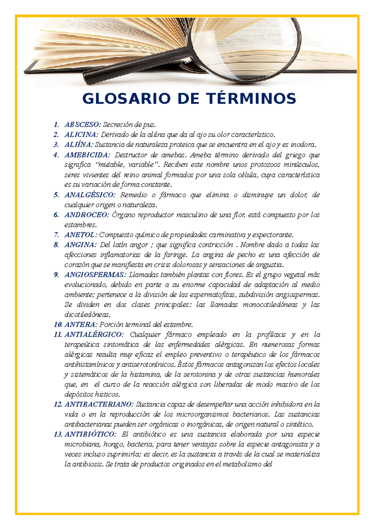 Glosario Completo Primer Parcial WORD - 1. ABSCESO: Secreción De Pus. 2 ...