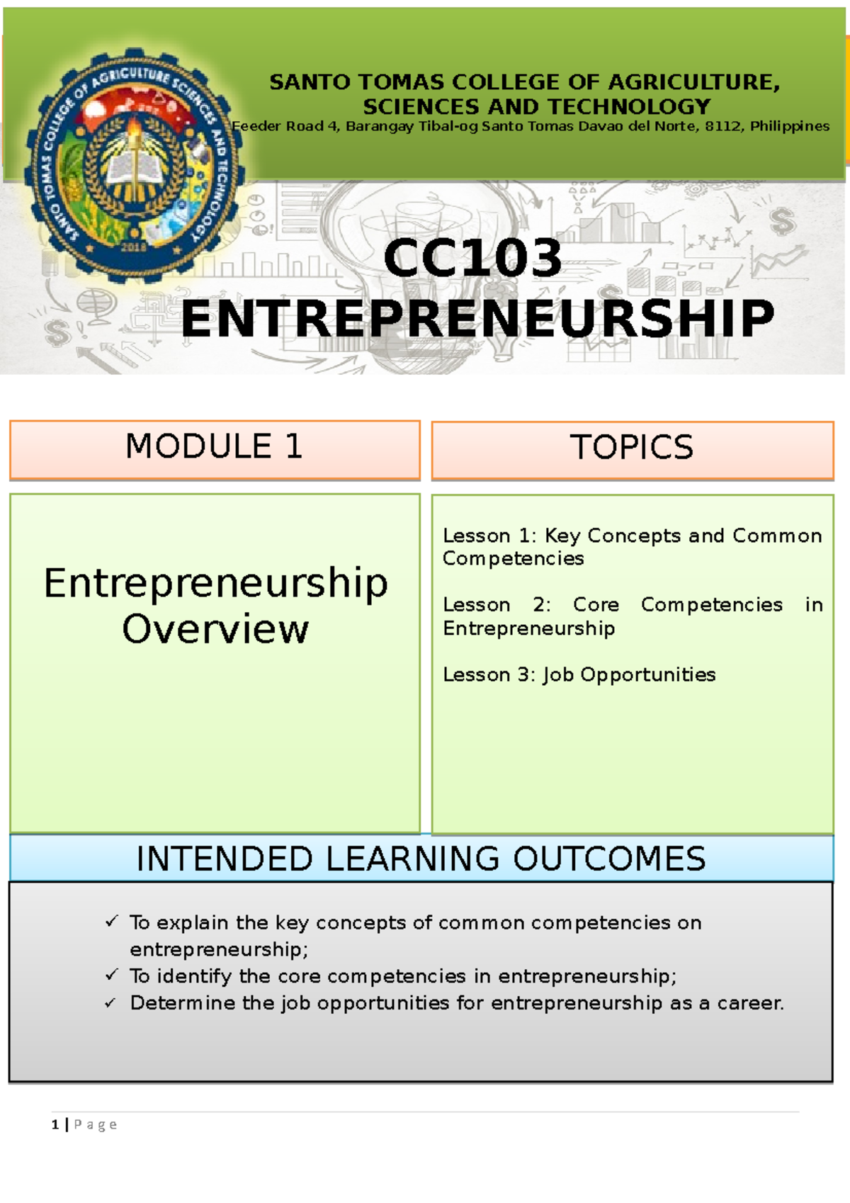 Module 2 - this course is for students - CC ENTREPRENEURSHIP SANTO ...