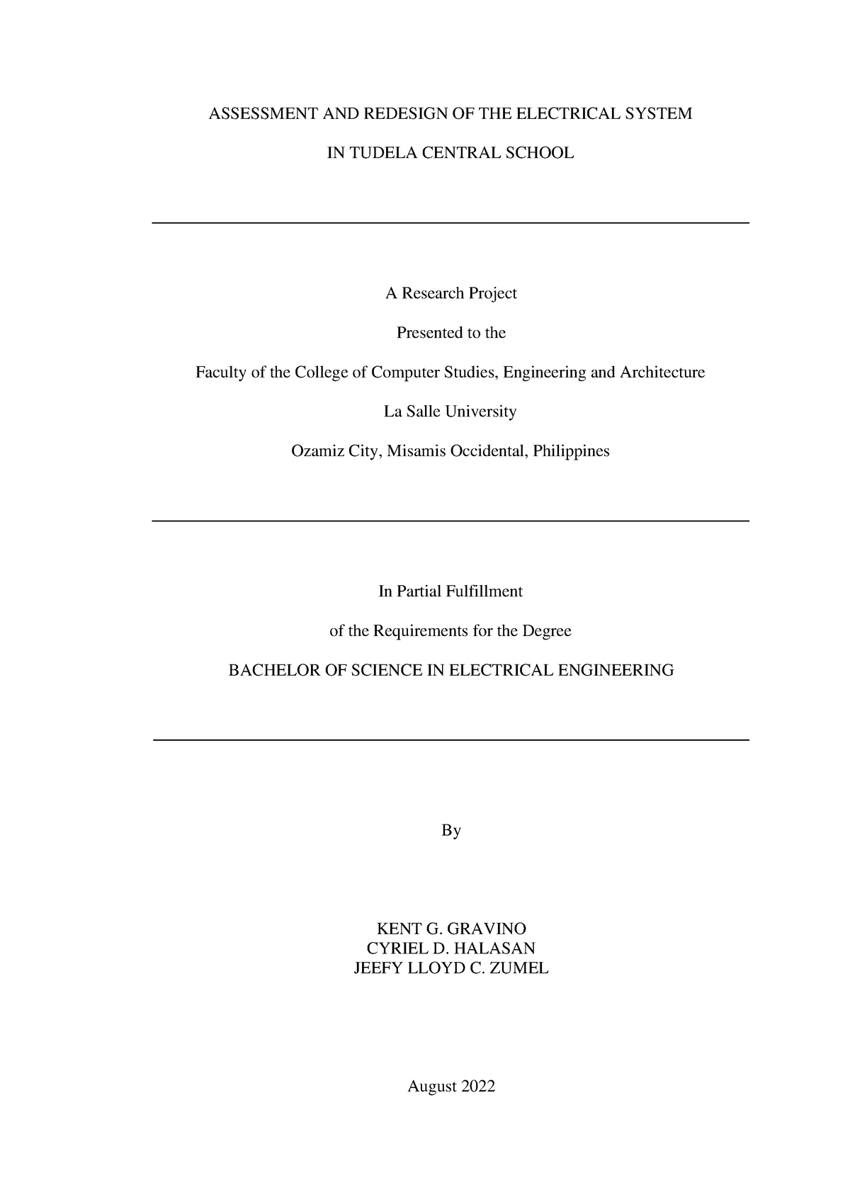 Assessment-AND- Redesign-OF-THE- Electrical- System-IN- Tudela- Central ...