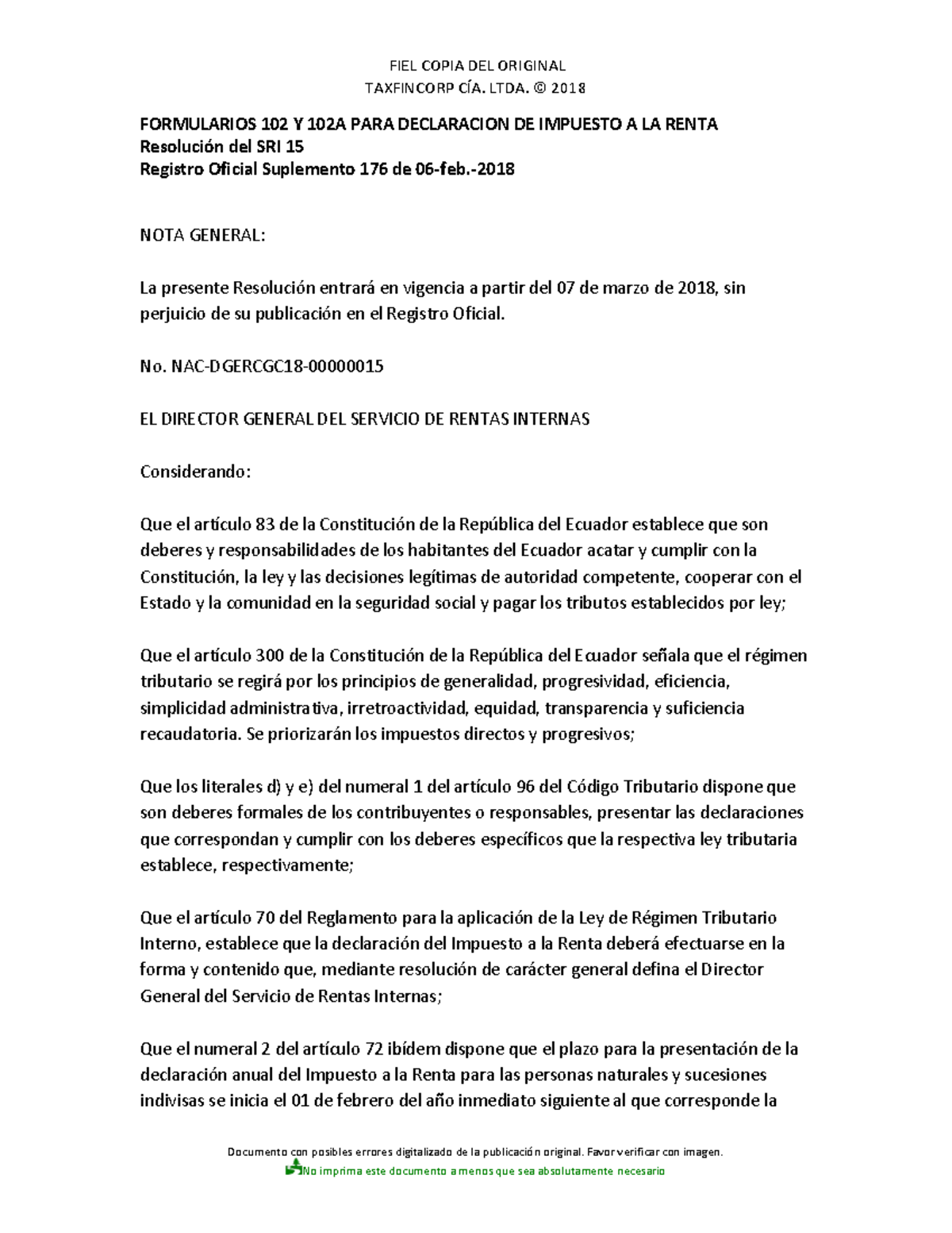 Formularios 102 Y 102A PARA Declaracion DE Impuesto A LA Renta - FIEL ...