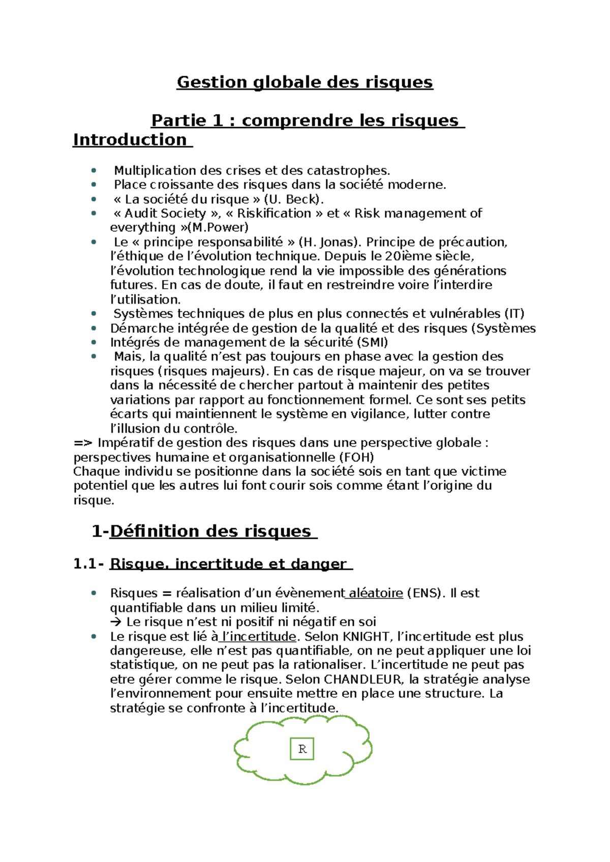 Gestion globale des risques - Gestion globale des risques Partie 1 ...
