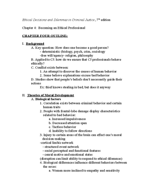 Chapter 5 Notes - Ethical Decisions And Dilemmas In Criminal Justice ...