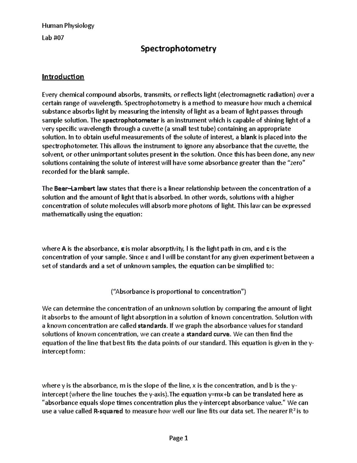 Lab 07 Spectrophotometry Lab Spectrophotometry Introduction Every