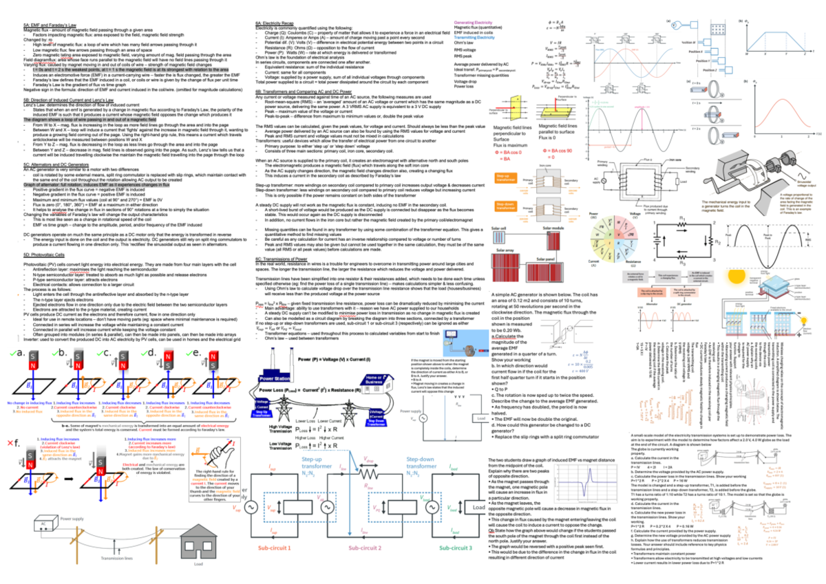Unit3aos3 physics cheet sheet - 6A: Electricity Recap Generating ...
