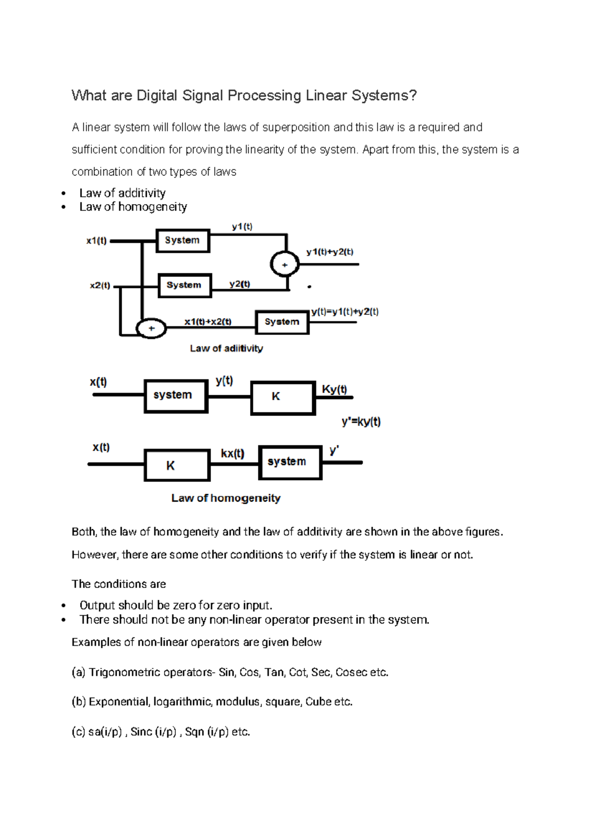 What are Digital Signal Processing Linear Systems Apart from this