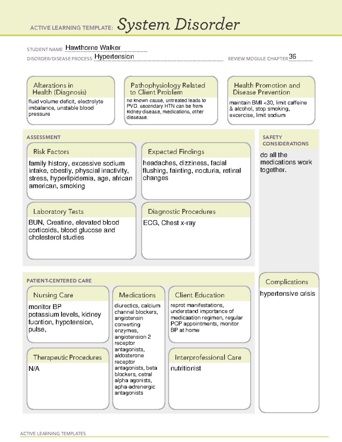 Ati System Disorder Template Hypertension