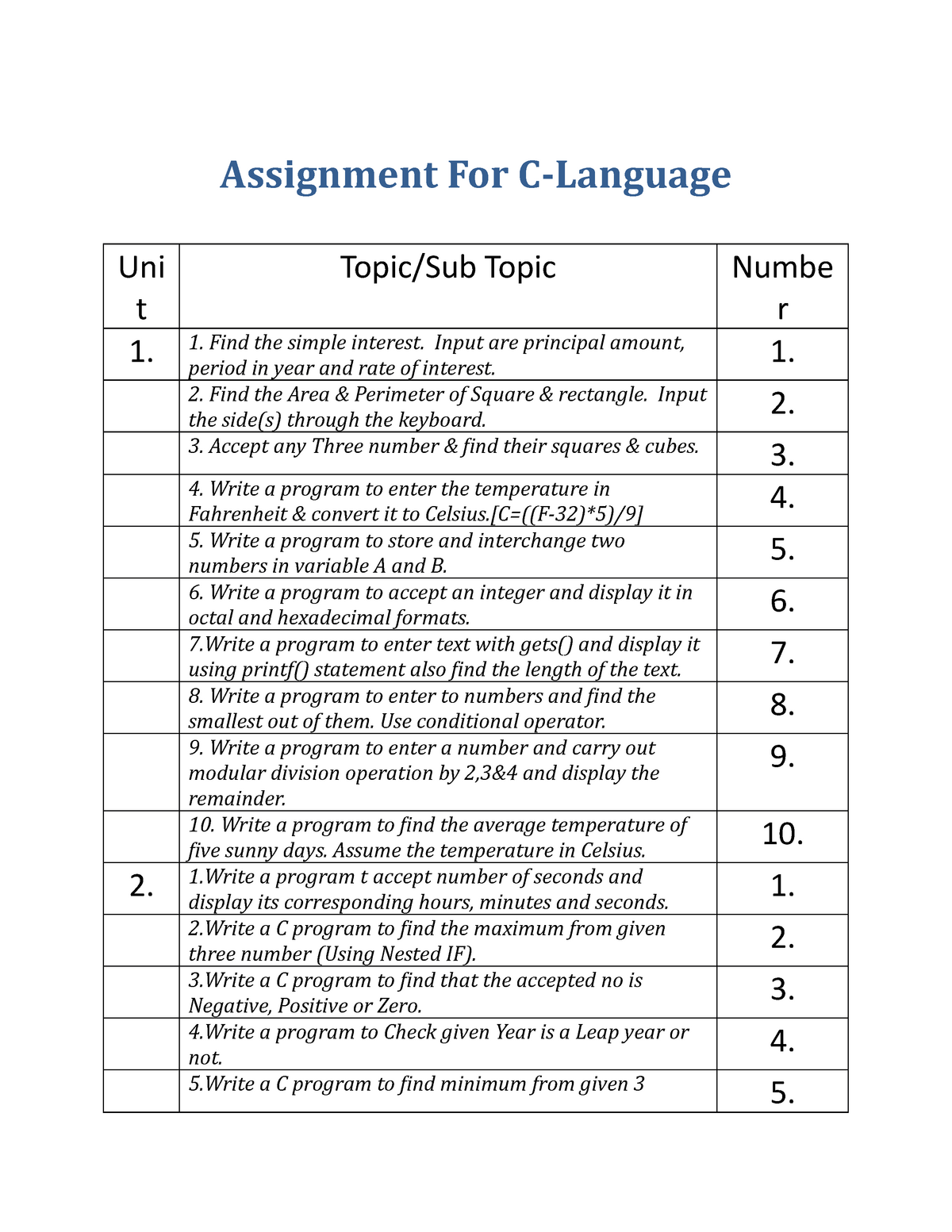 assignment c language