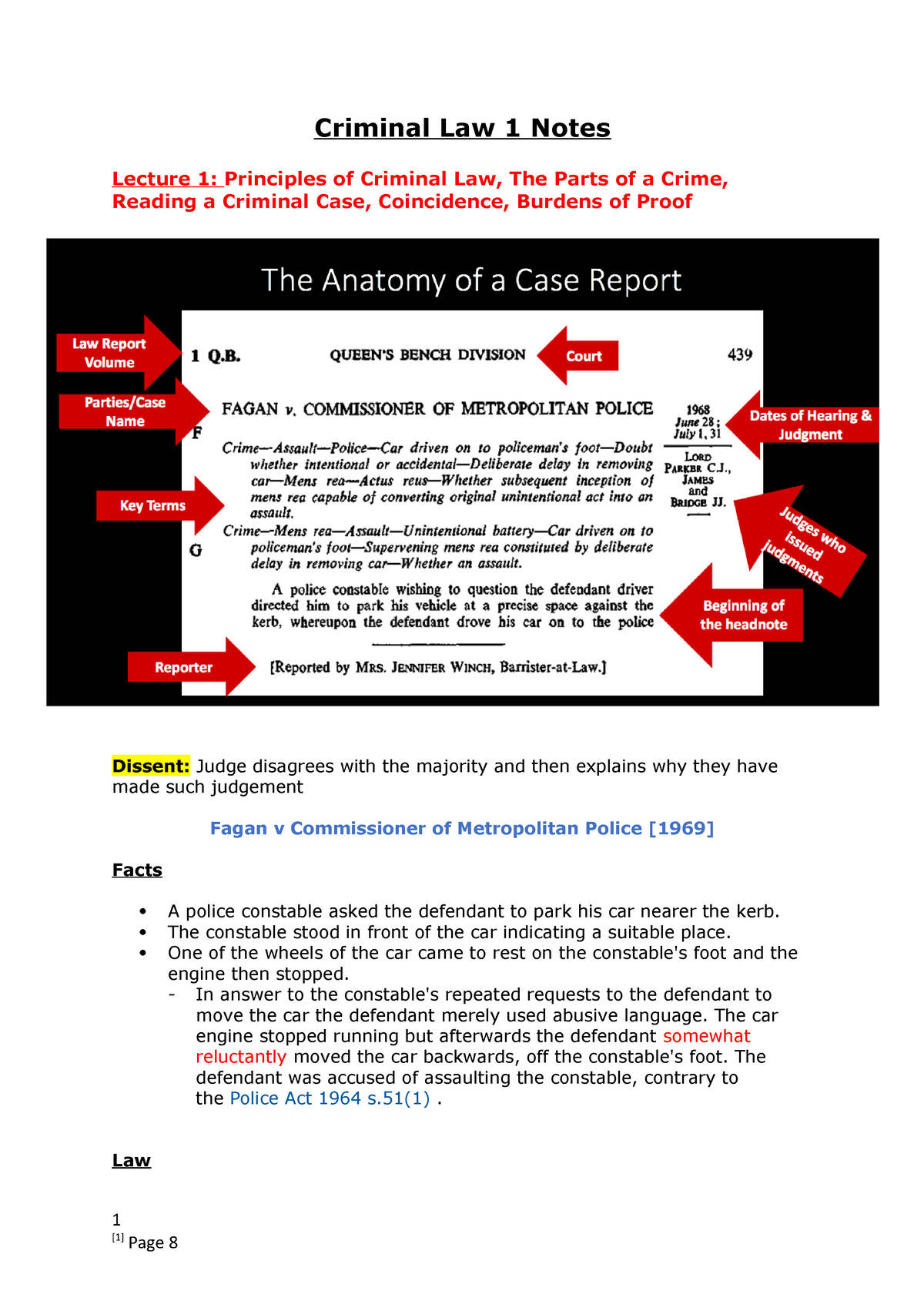 Criminal Law Notes - Criminal Law 1 Notes Lecture 1: Principles Of ...