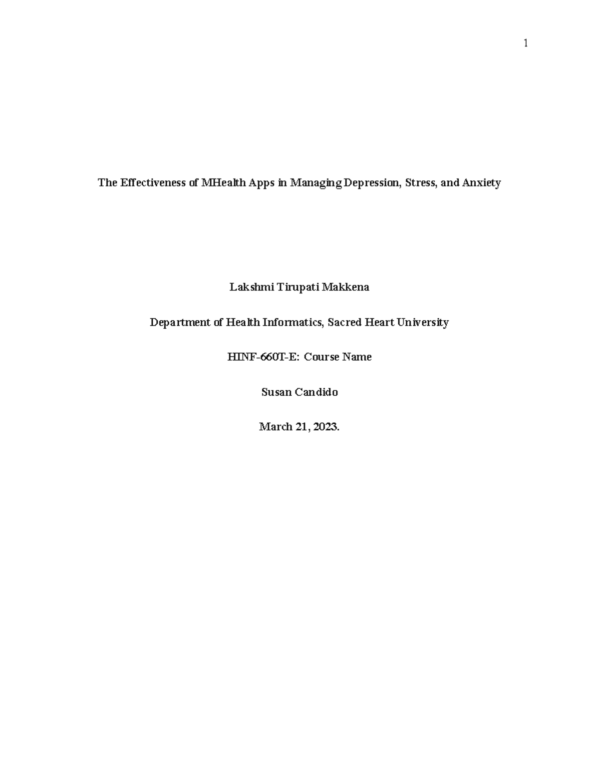 Mhealth Research Final paper - 1 The Effectiveness of MHealth Apps in ...