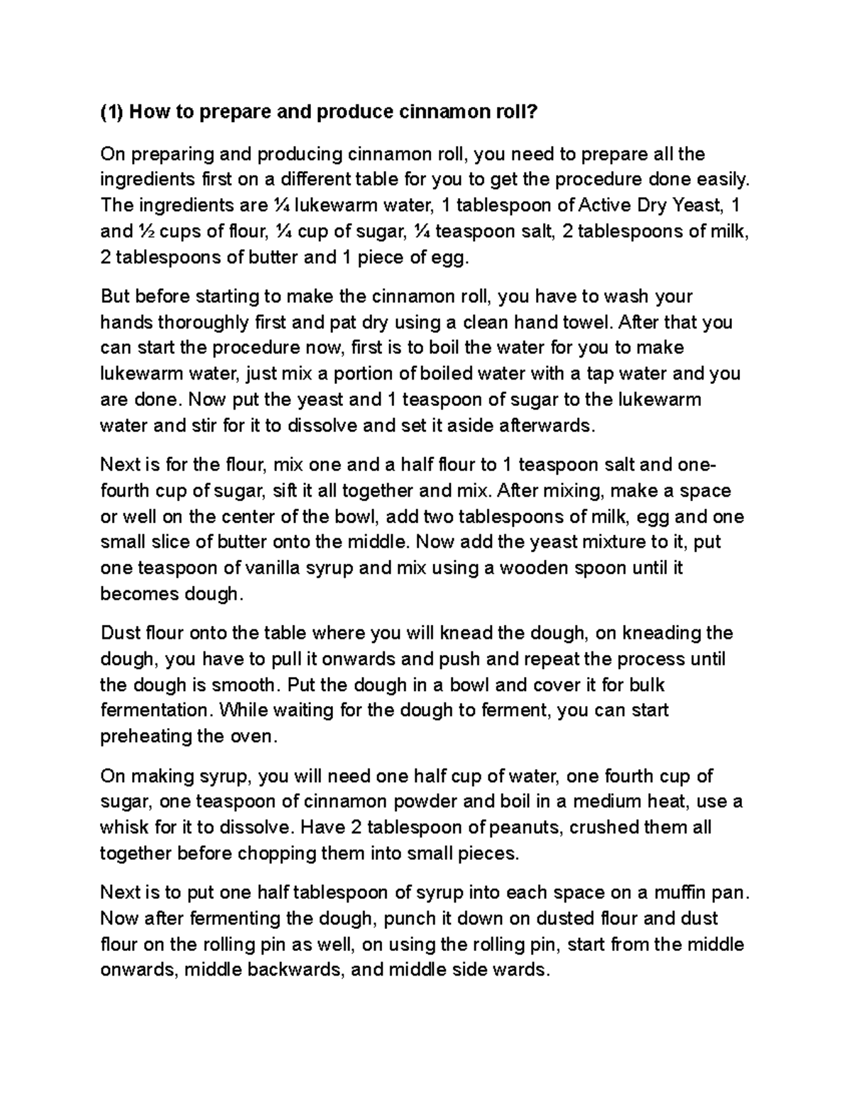 Baking and pastry Instructional Report (1) How to prepare and produce