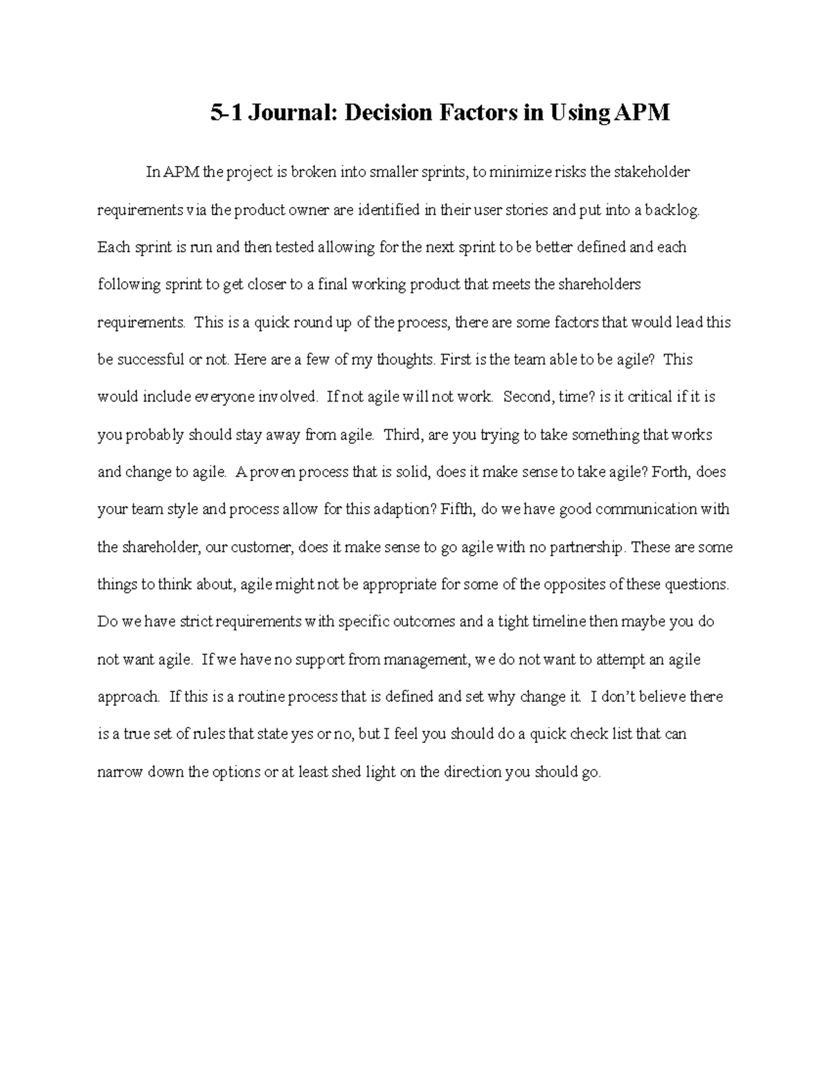 5 1 Journal help with project management course 5 1 Journal