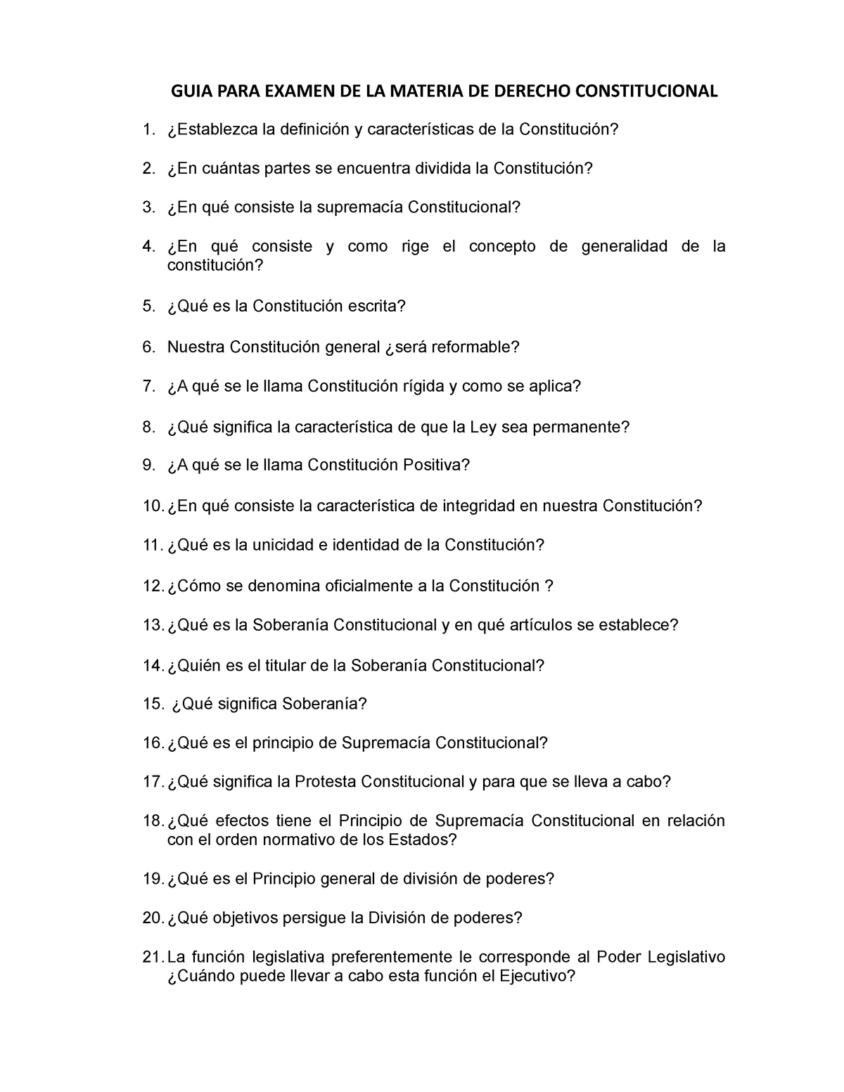 DE Derecho Constitucional GUIA 2022 - GUIA PARA EXAMEN DE LA MATERIA DE ...