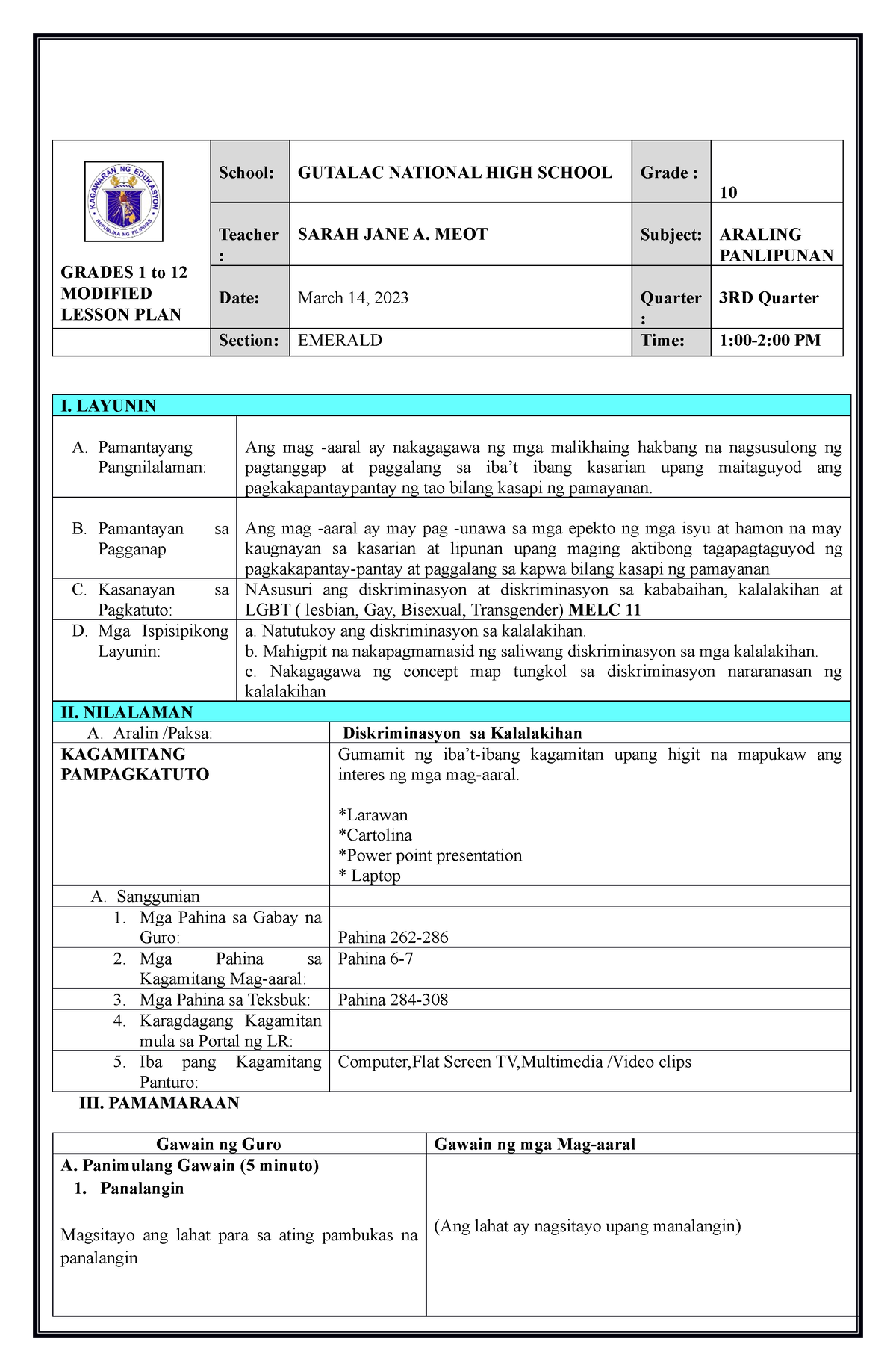 difference between assignment and agreement in lesson plan