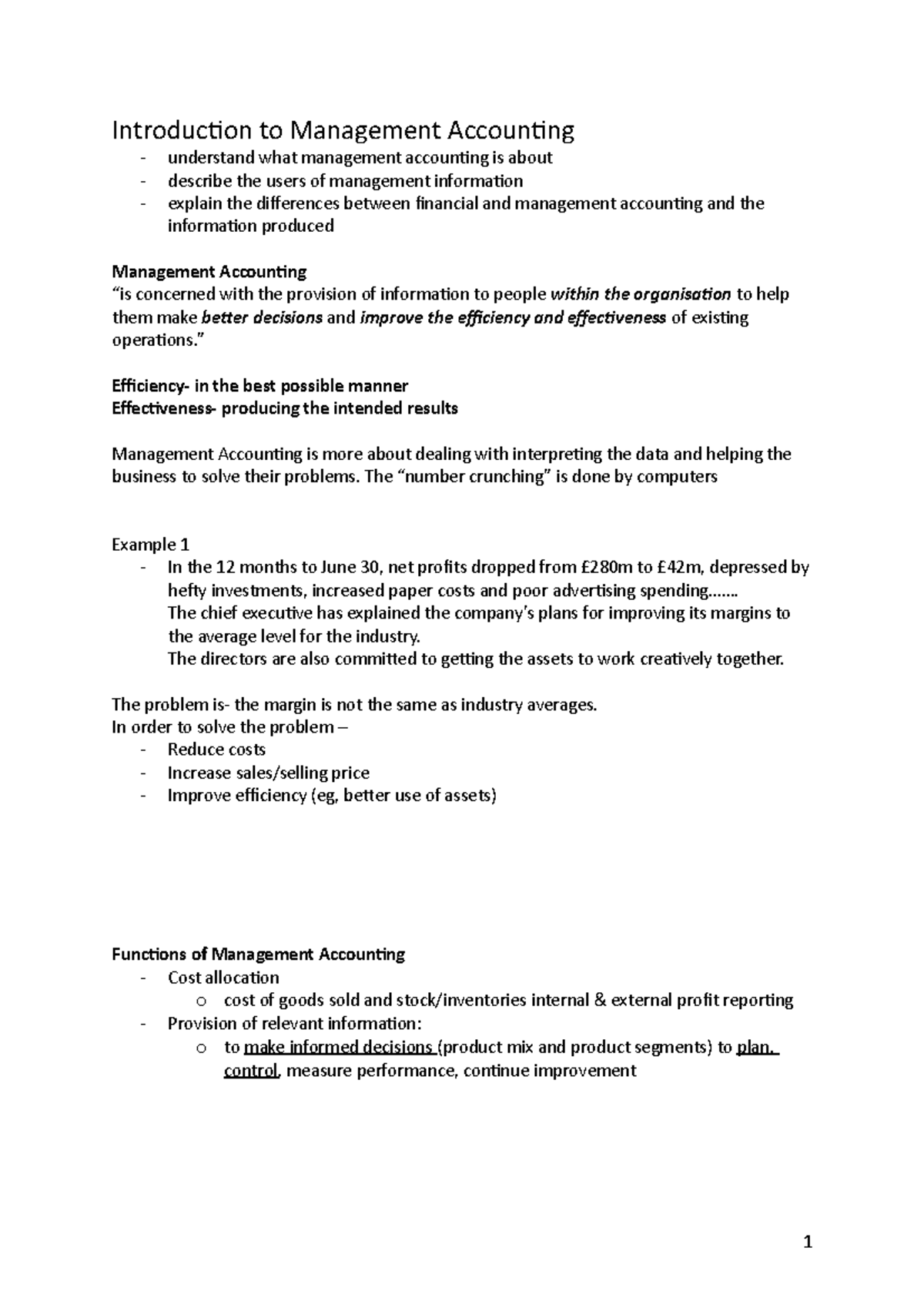 Week 7; Lecture 1; complete - Introduction to Management Accounting ...