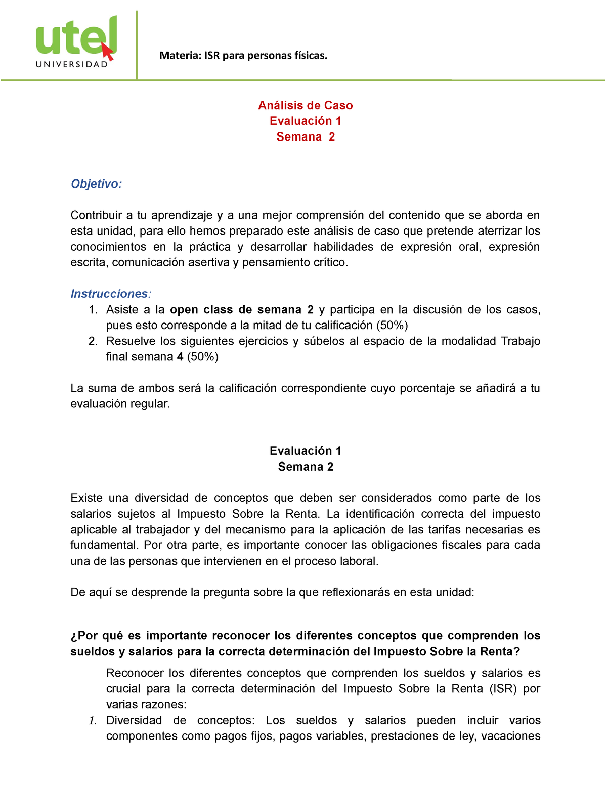 An Lisis De Casos Isr Para Personas F Sicas Evaluaci N Estefani